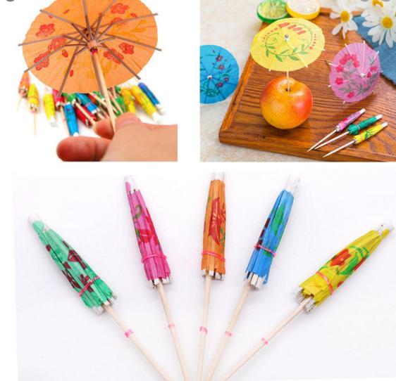 Disposable Colorful Umbrella Toothpick 55 pcs/package