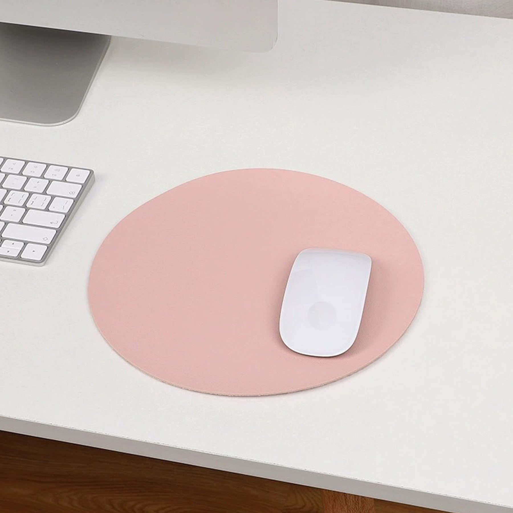 Round Solid Leather Office Mouse Pad
