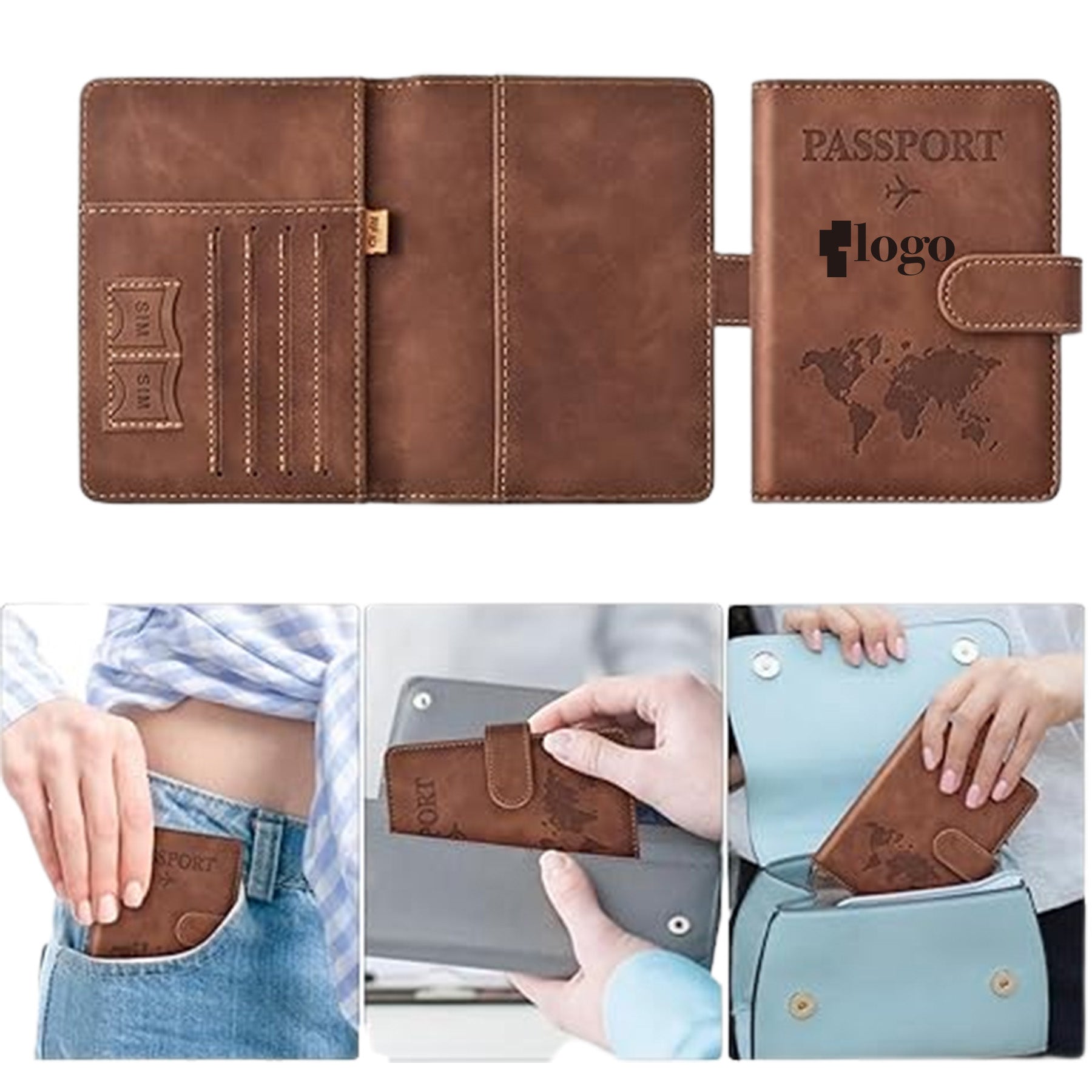 Pu Multi-Functional Travel Passport Holder