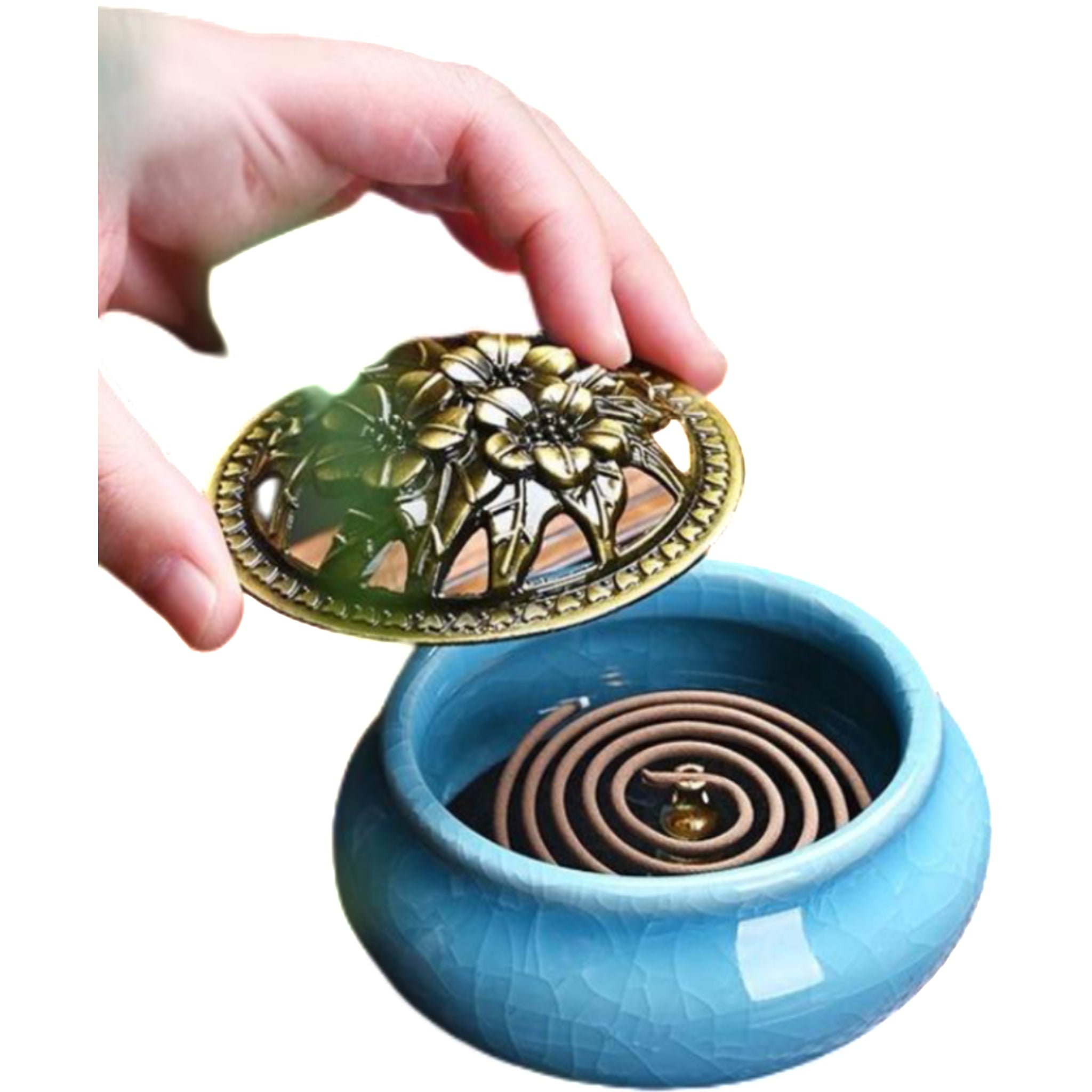 Crackled Ceramic Incense Burner Ornament