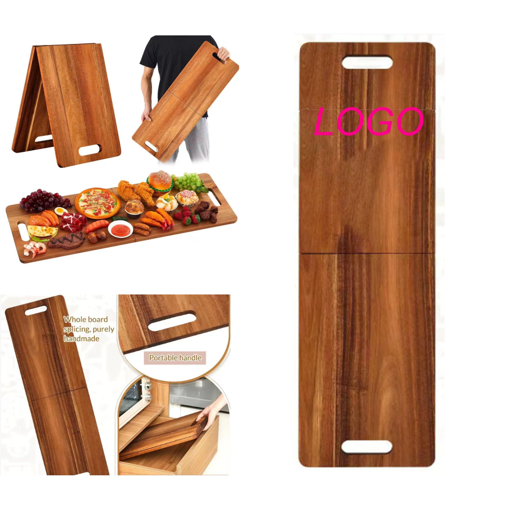Acacia Wood Folding Steak Board Cutting Board with Handles