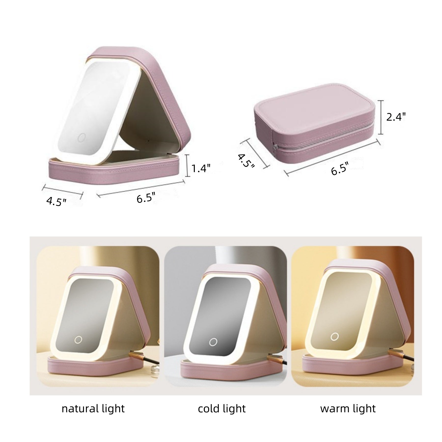LED Makeup Mirror Storage Case