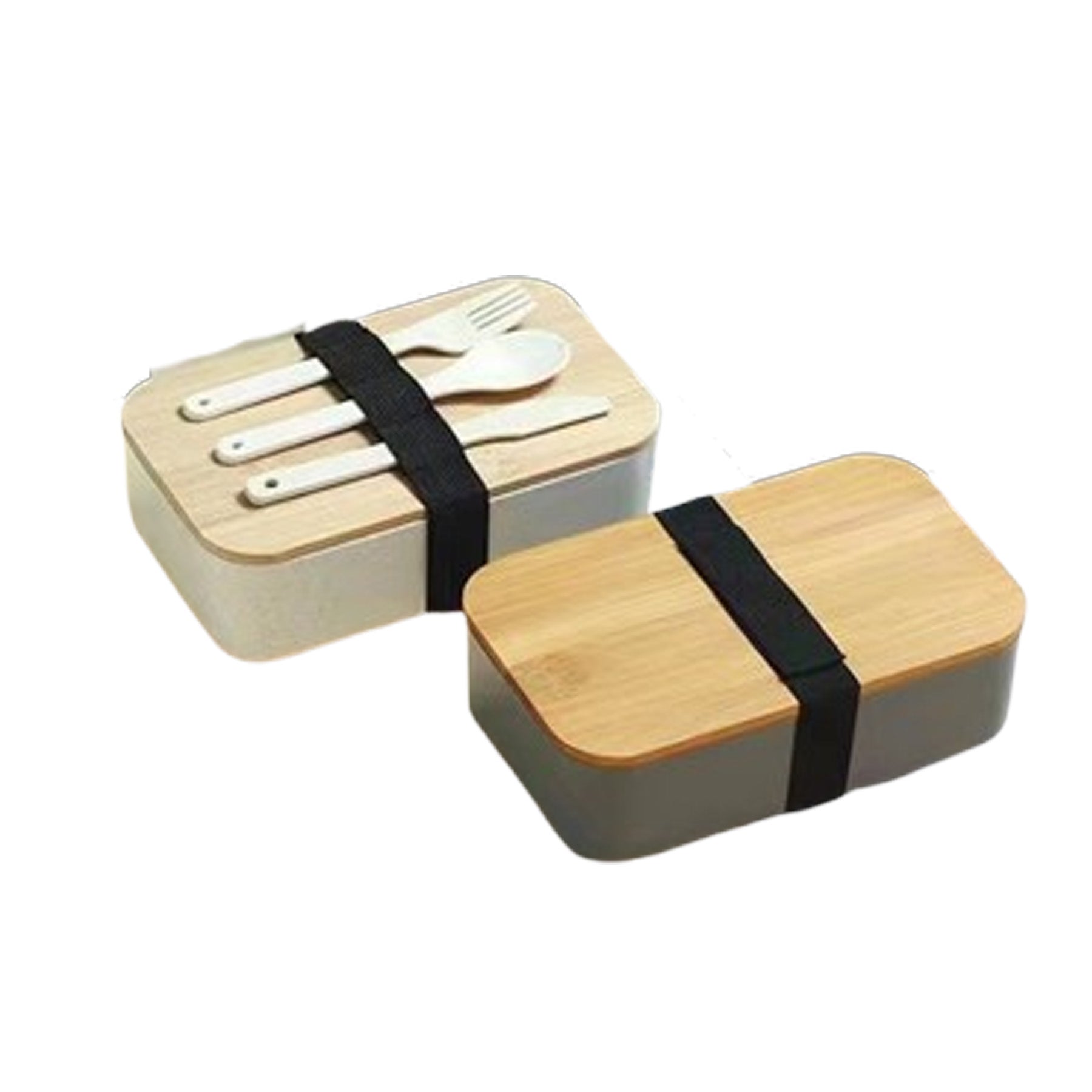 Single Layer Lunch Box With Wood Grain Cover