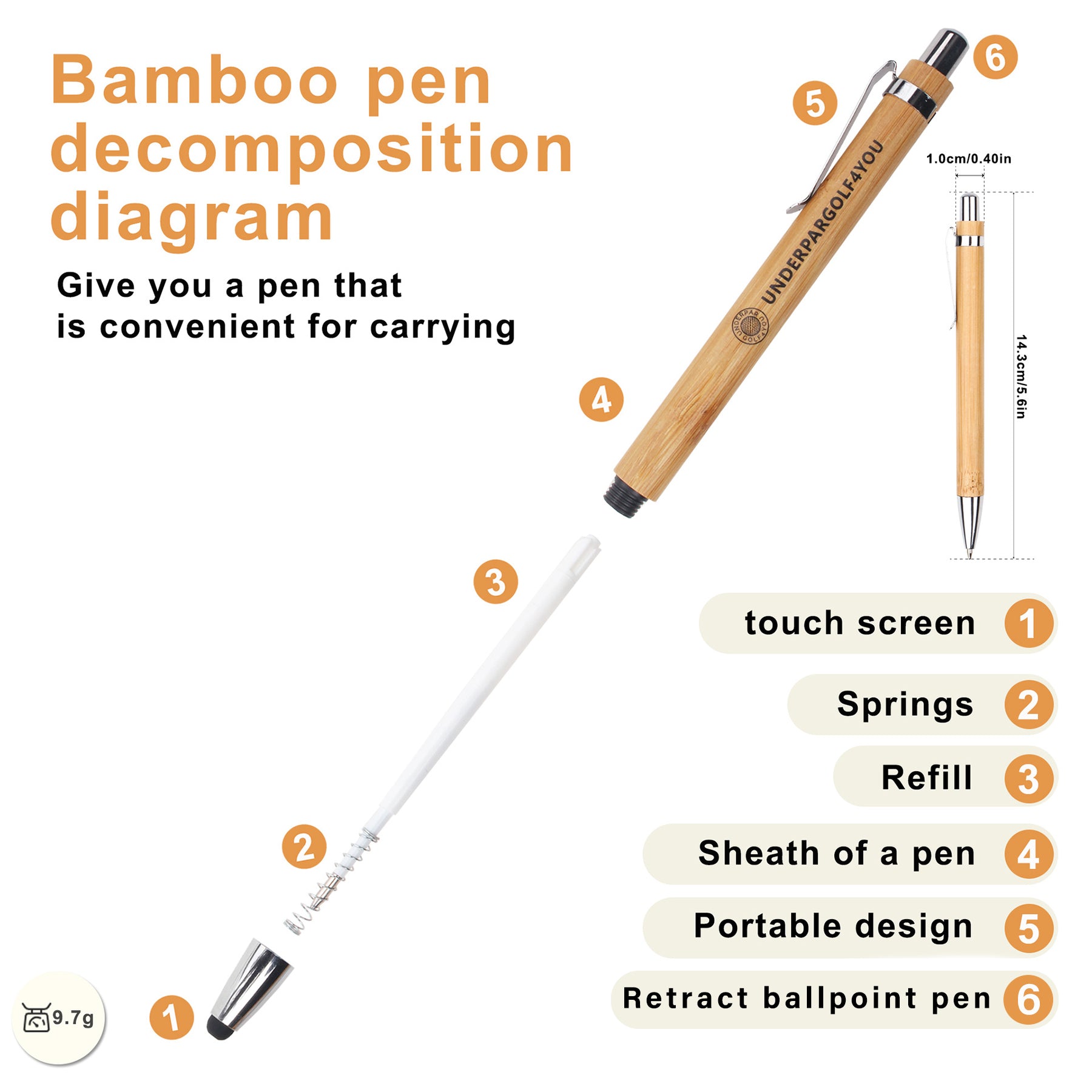 Bamboo Retract Ballpoint Pen