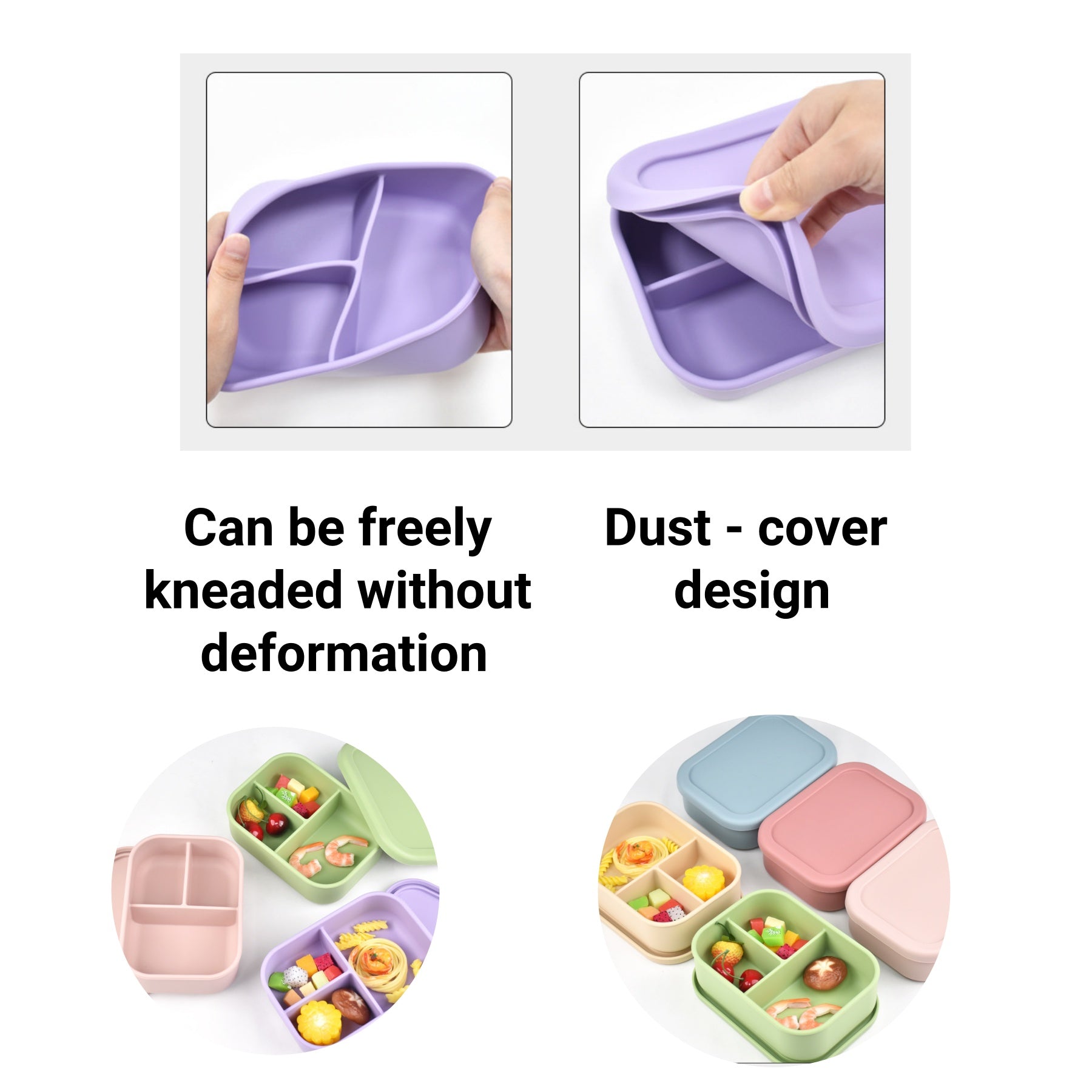 Portable Three-compartment Lunch Box
