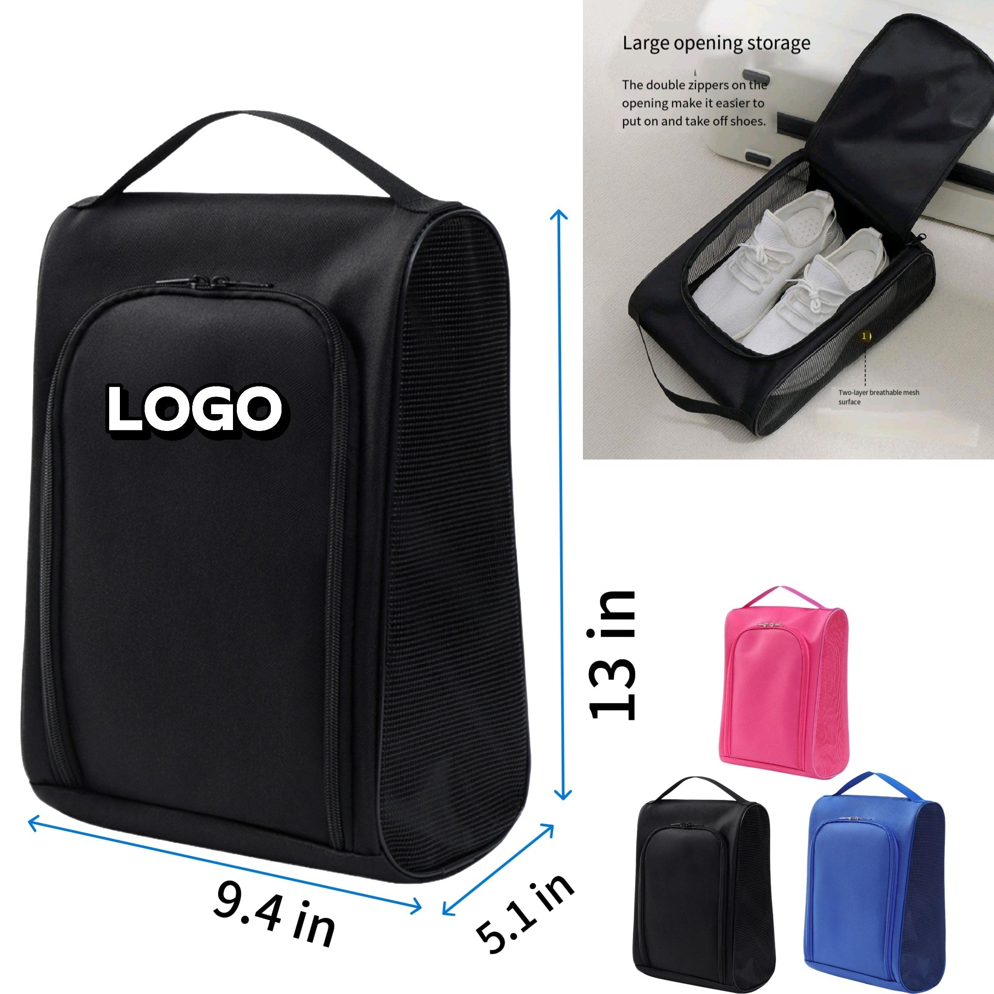 Dual Zipper Ventilated Shoe Bag Travel Separate Athletic