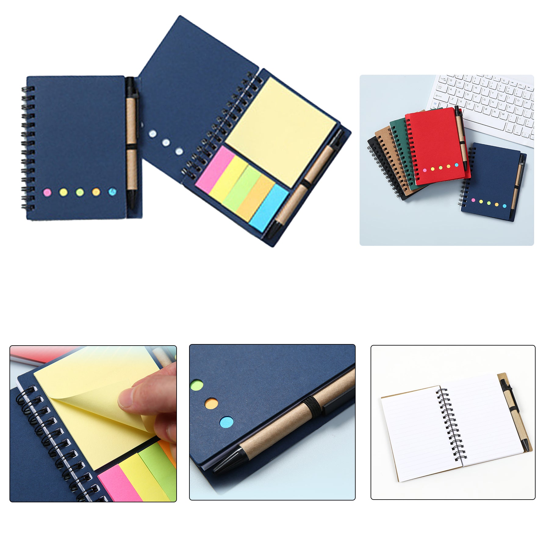 Notebook with Sticky Notes and Pen