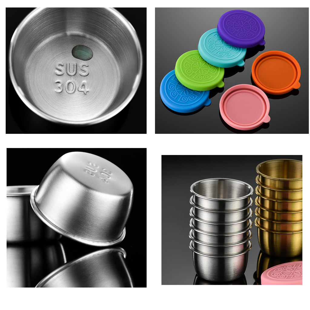 Small Condiment Containers with Silicone Lids