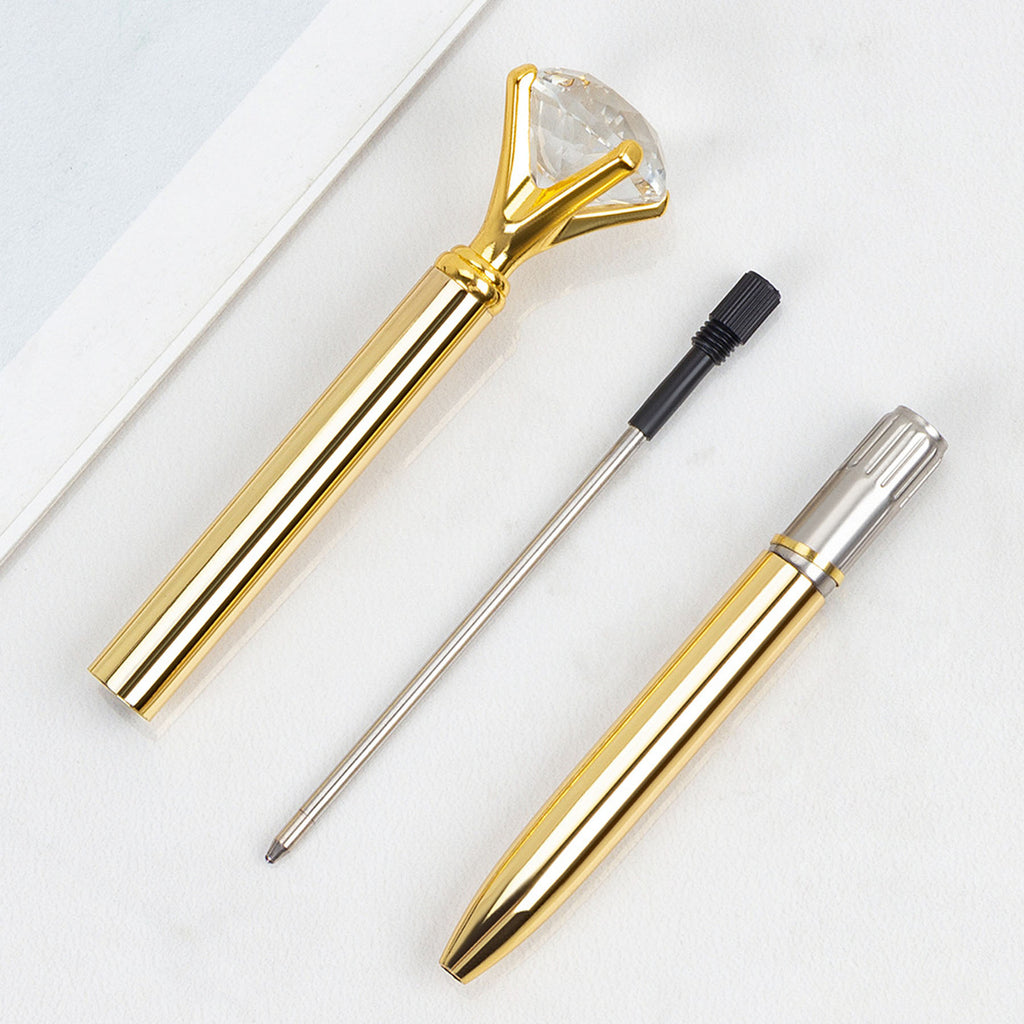 Retractable Large Diamond Metal Ballpoint Pen