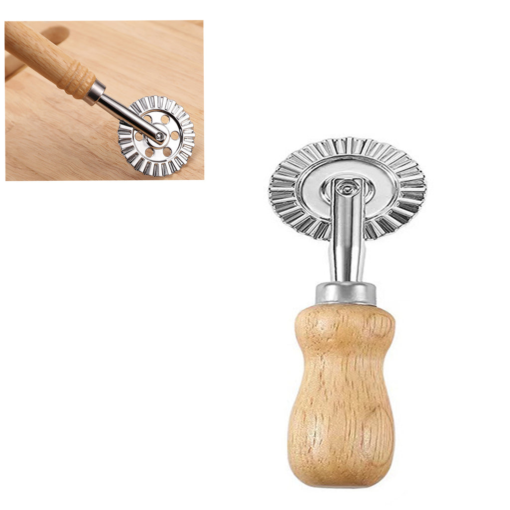 Oak Pancake Cutter With a Pancake Wheel