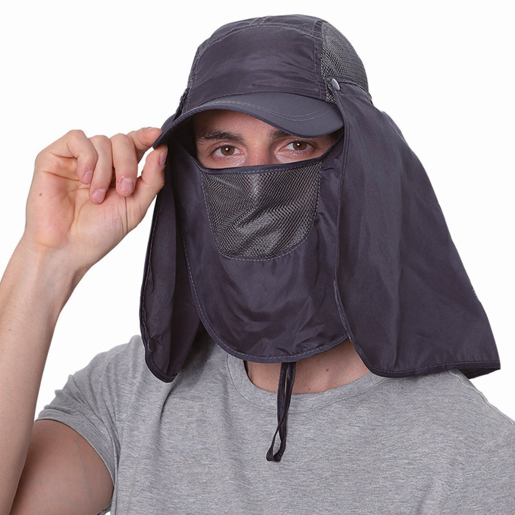 Foldable Sun Cap With Face Mask Neck Flap