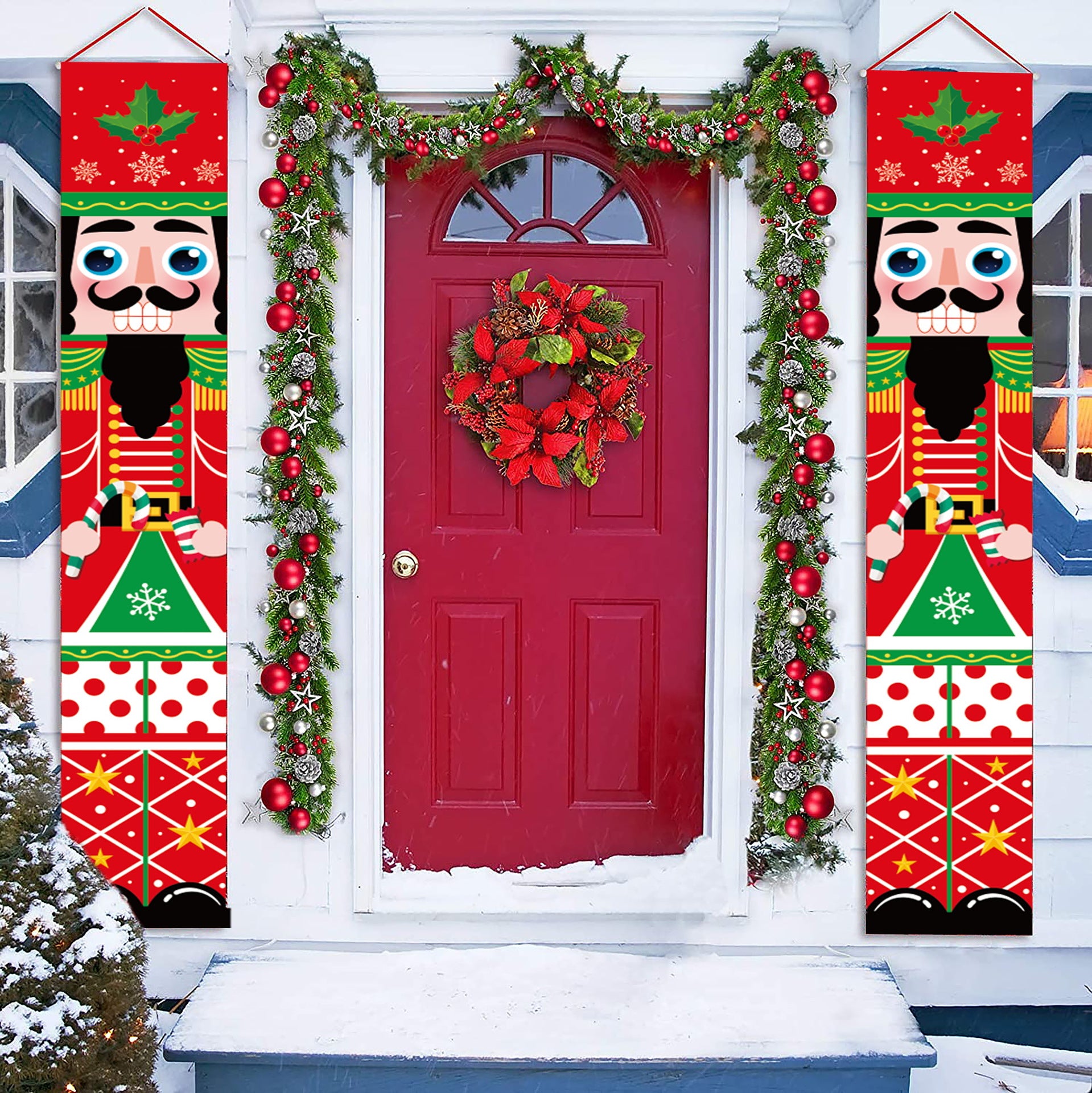 Christmas Door Decorations Xmas Porch Banner Hanging Banners Couplet