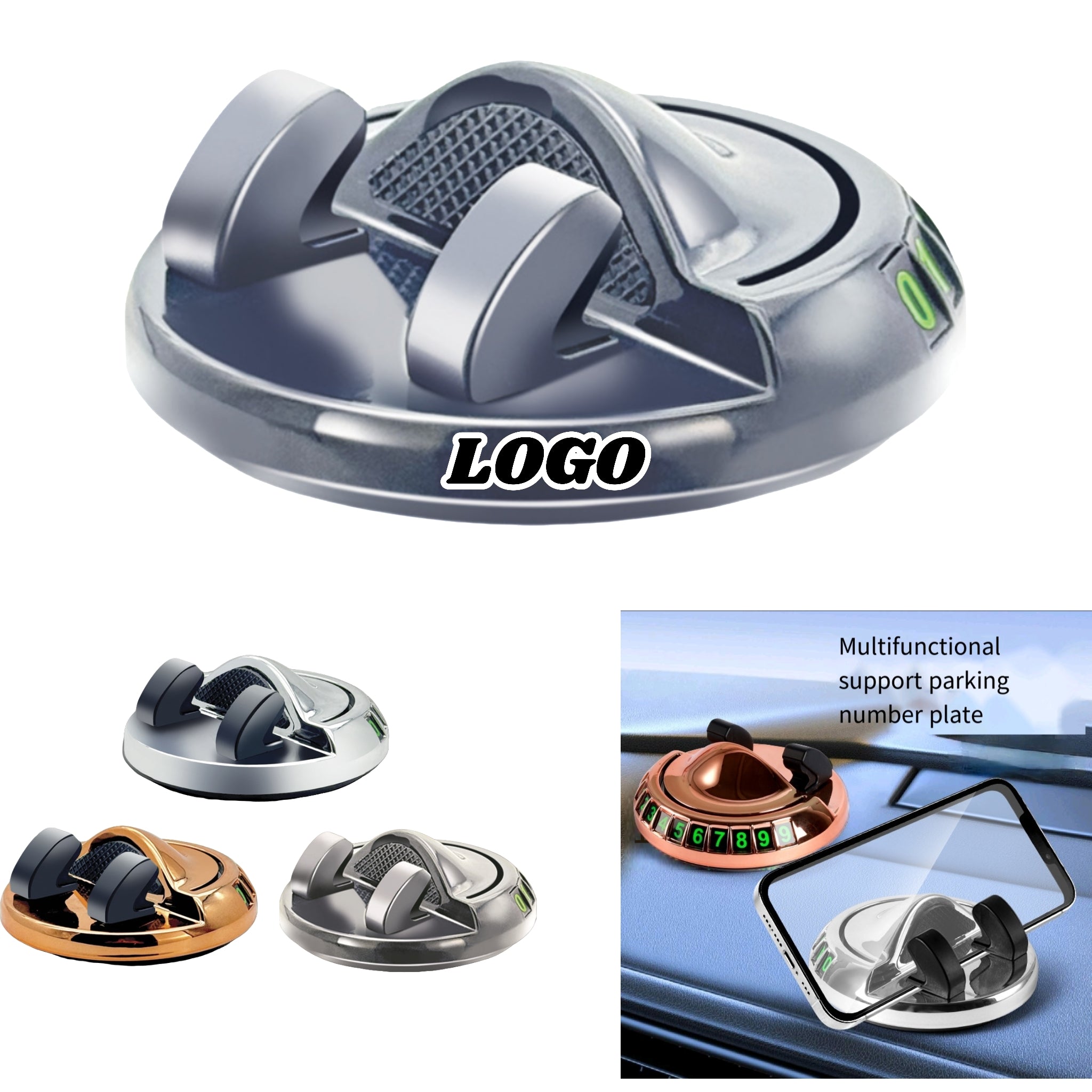 2 in 1 Glow Parking Phone Mount With Ball Joint Swivel