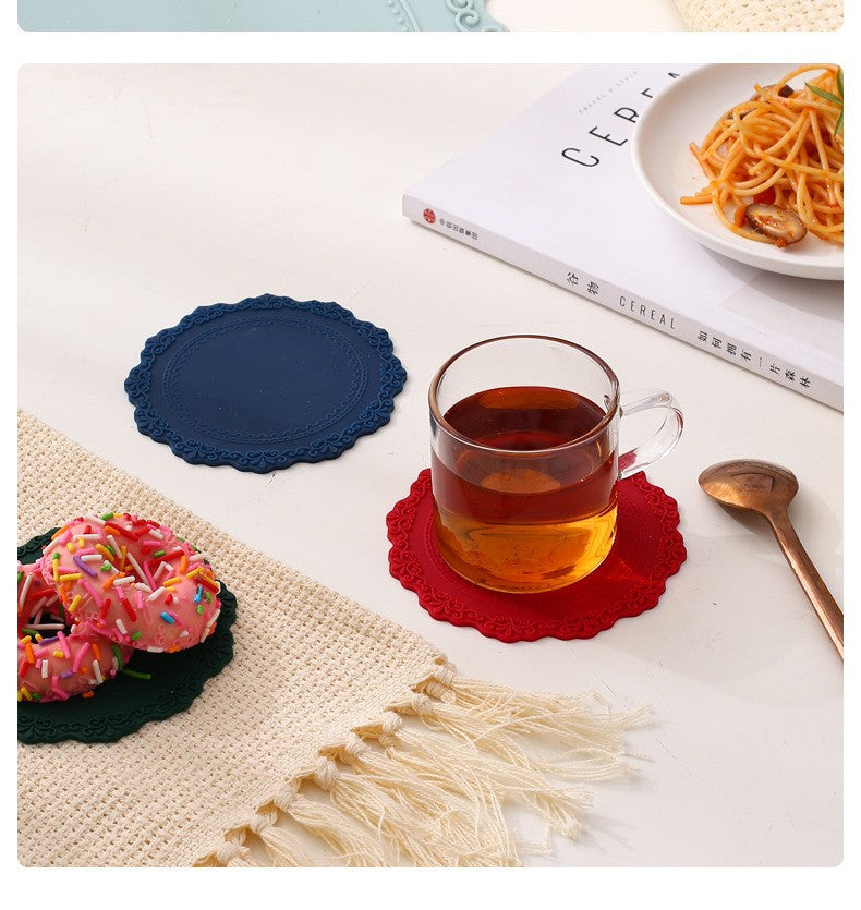 Embossed Lace Silicone Drink Coasters