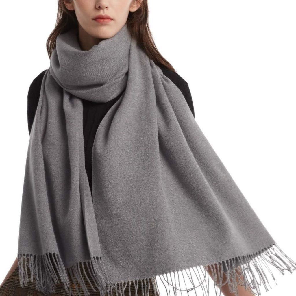 Women'S Winter Solid Color Embroidery Warm Scarf