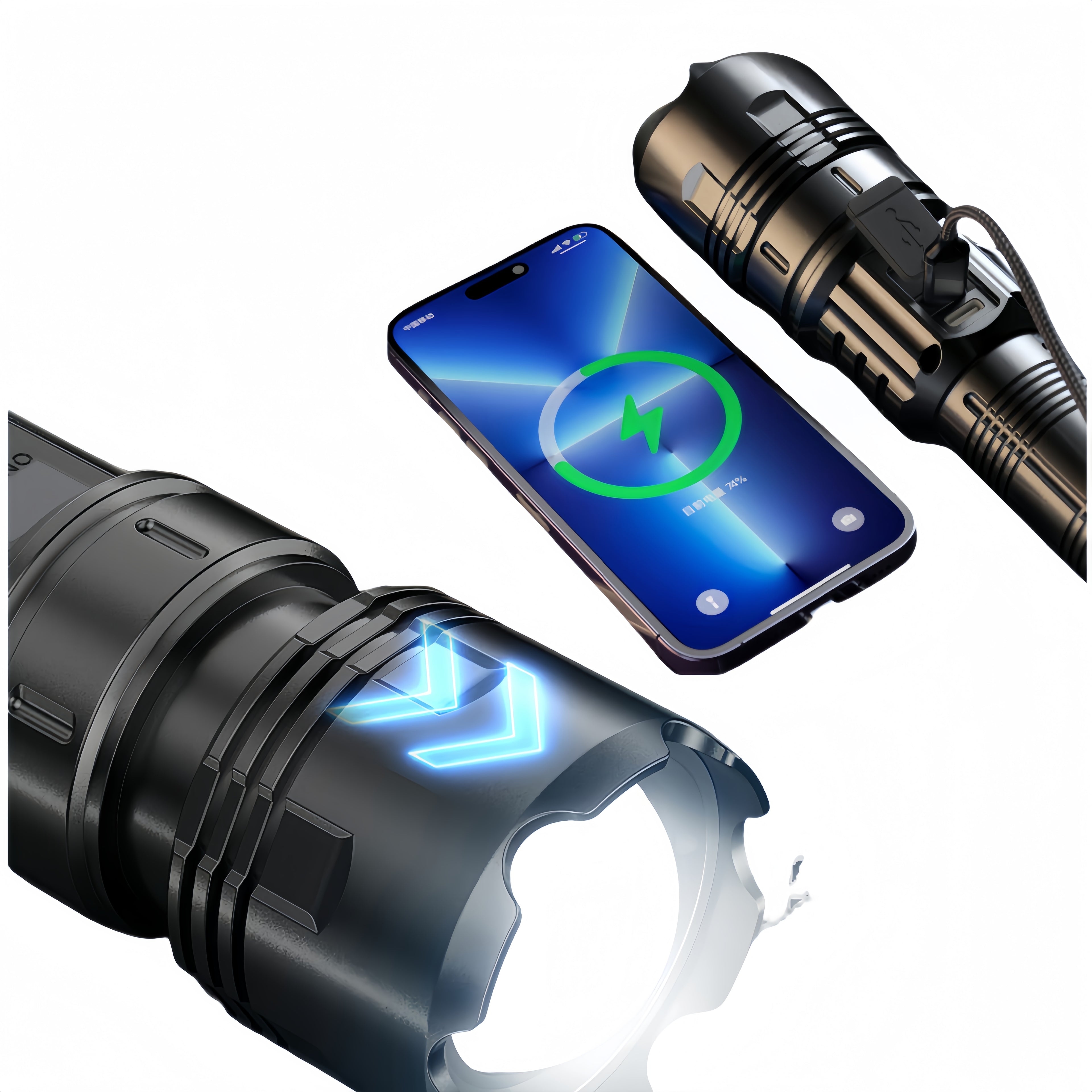White Laser Multi-Functional Zoom High-Intensity Flashlight