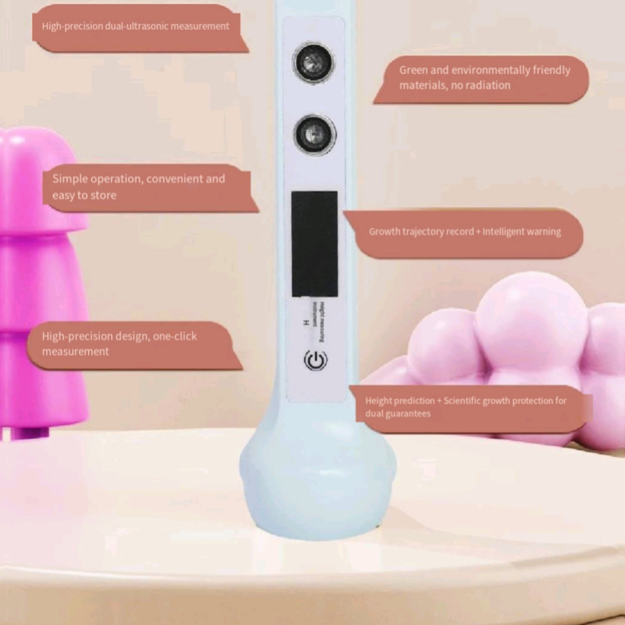 Rechargeable Ultrasonic Height Measure With HD Display