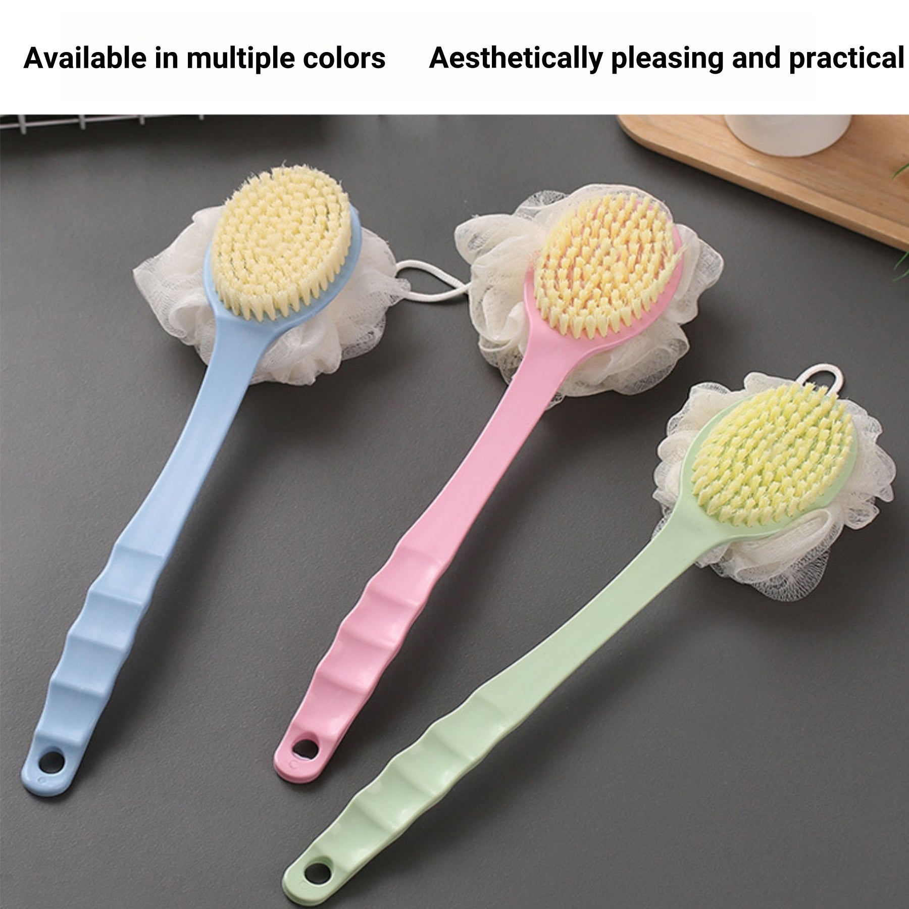 Long - Handled Soft - Bristle Bath Scrubber