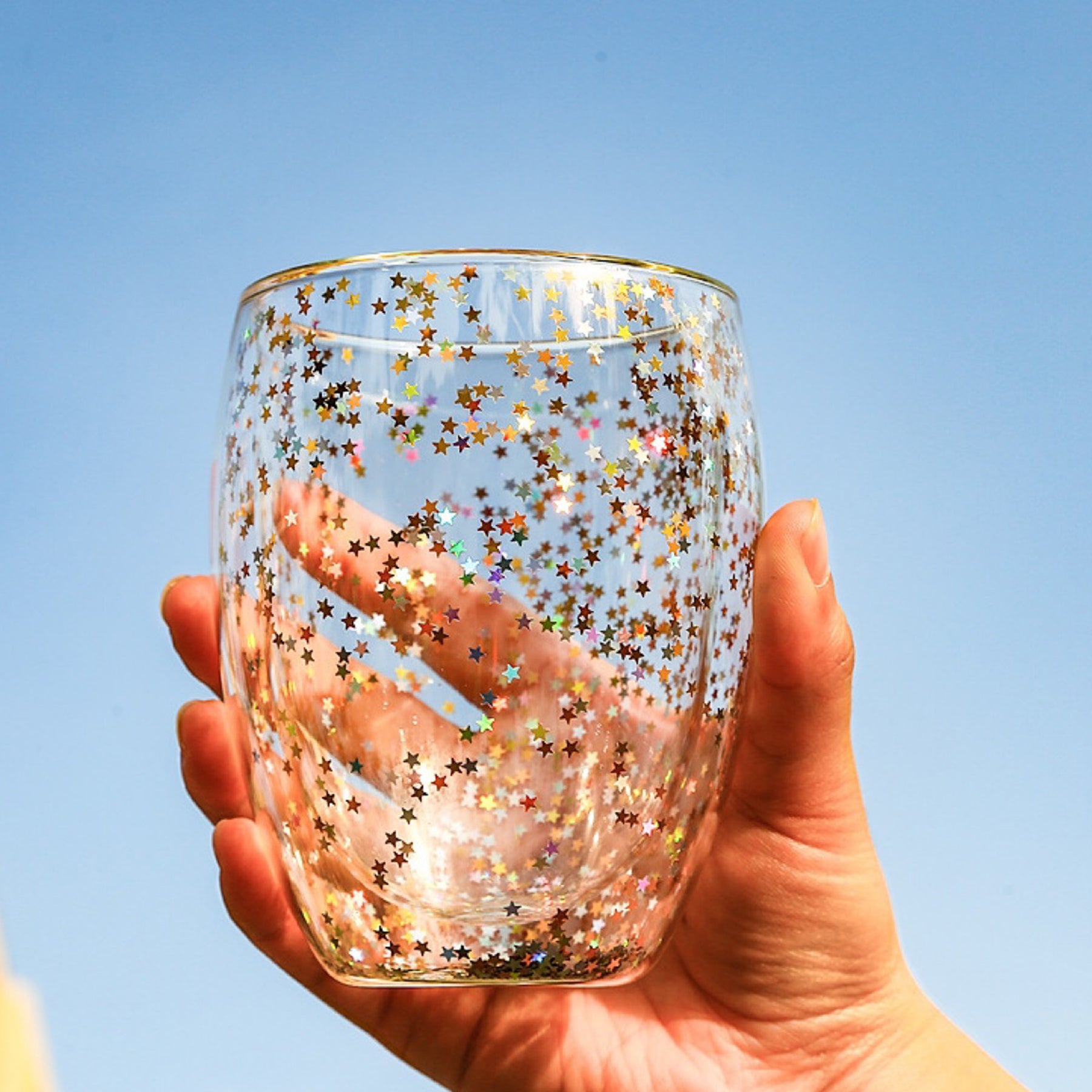 Double Layered Starry Sky Anti Scalding Glass Cup