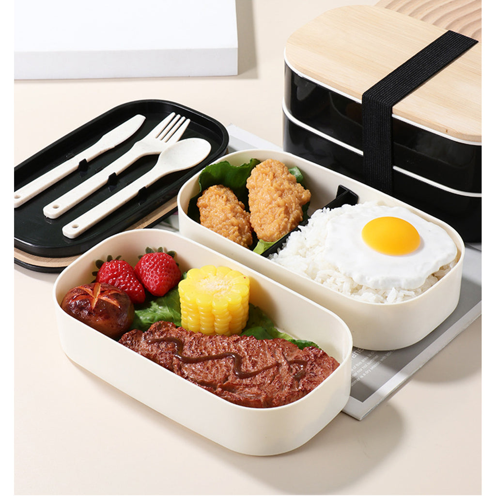Bento Box Lunch Containers with Natural Bamboo Lid