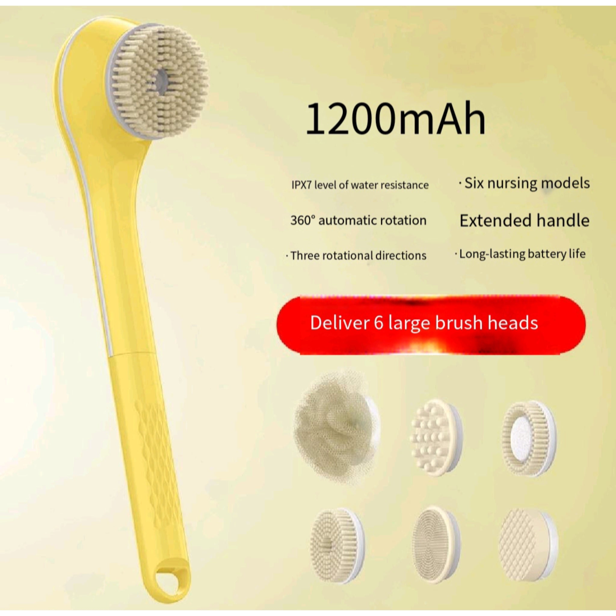 Electric Waterproof Shower Brush Rotating Exfoliating