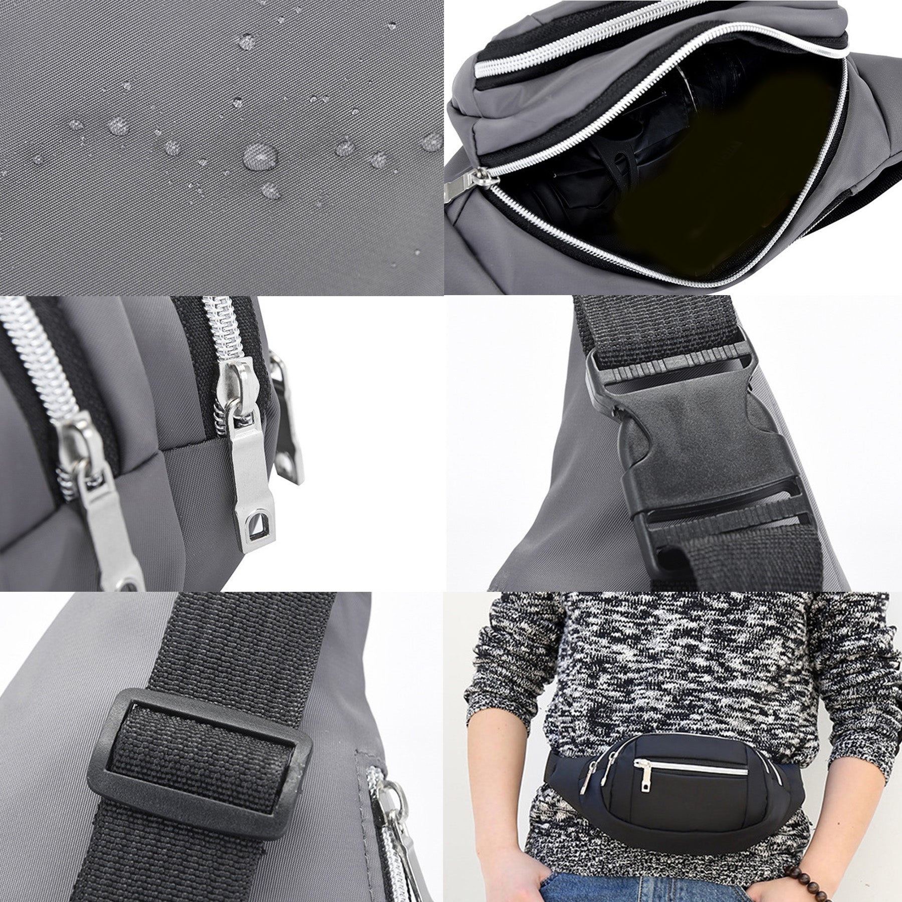Waterproof Oxford Cloth Waist Pack Multi-functional Simple Waist Bag