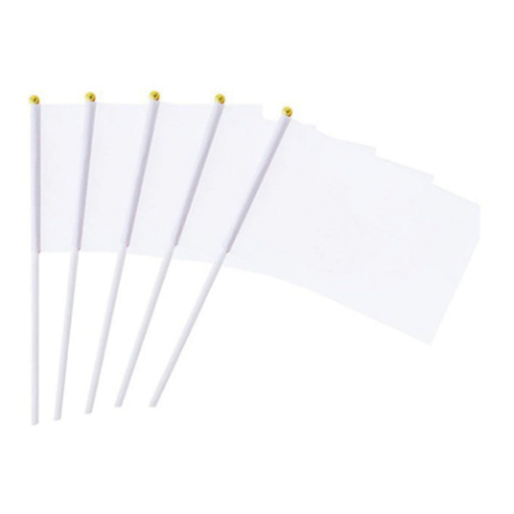 Customizable White Polyester Hand Waving Flags
