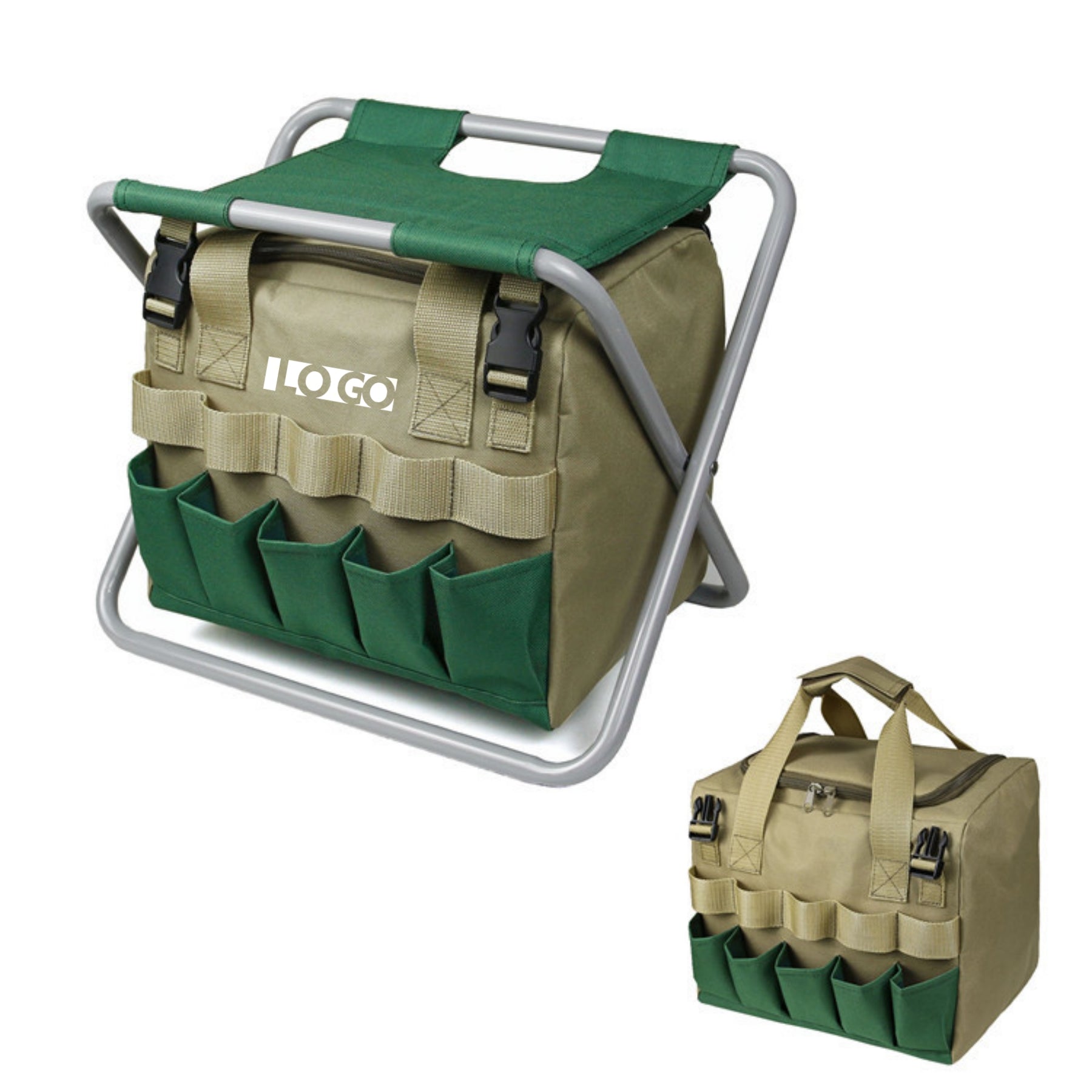 Garden Folding Stool with Tools Storage Bag