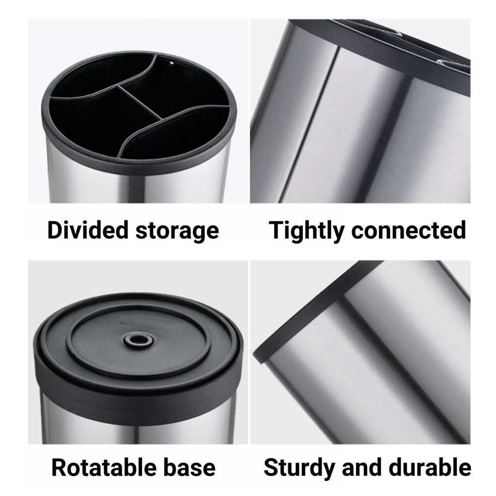 Rotating Stainless Steel Tableware Storage Bucket
