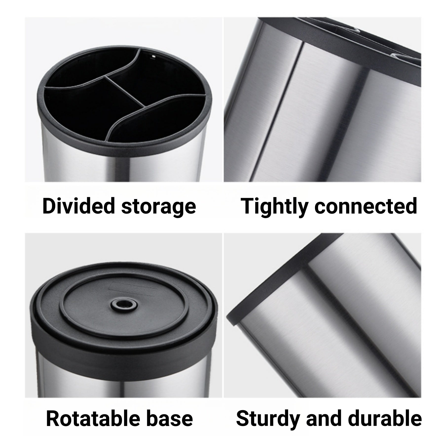 Rotating Stainless Steel Tableware Storage Bucket