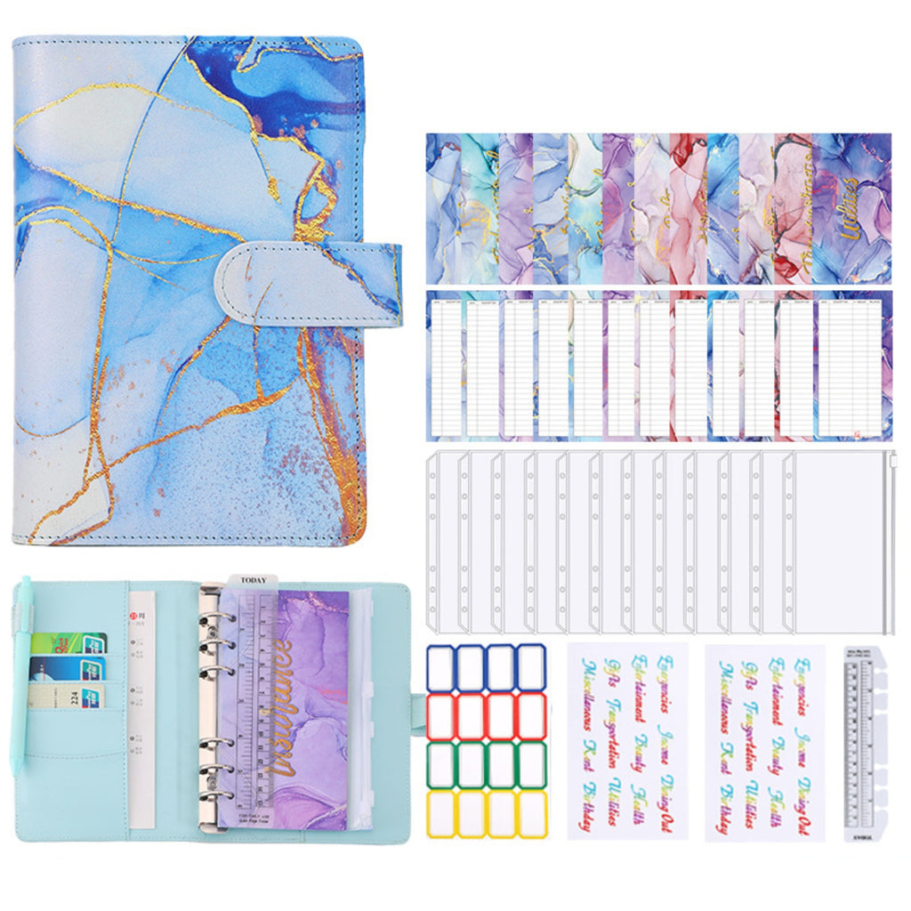 A6 Colorful Marble Style PU Budget Planner Notebook