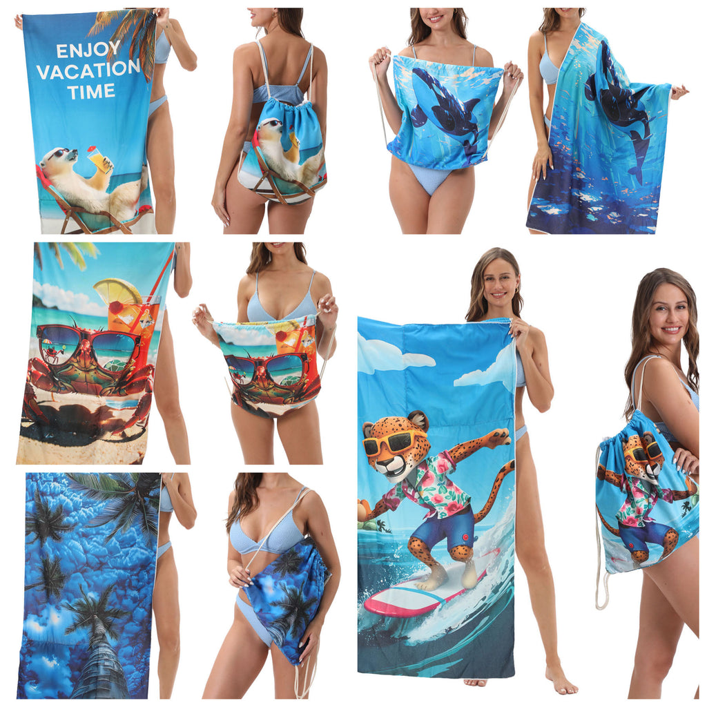 All In One Beach Towel Pouch