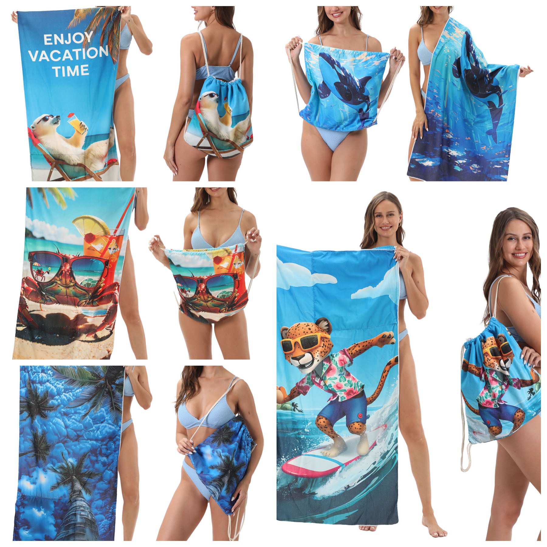 All In One Beach Towel Pouch