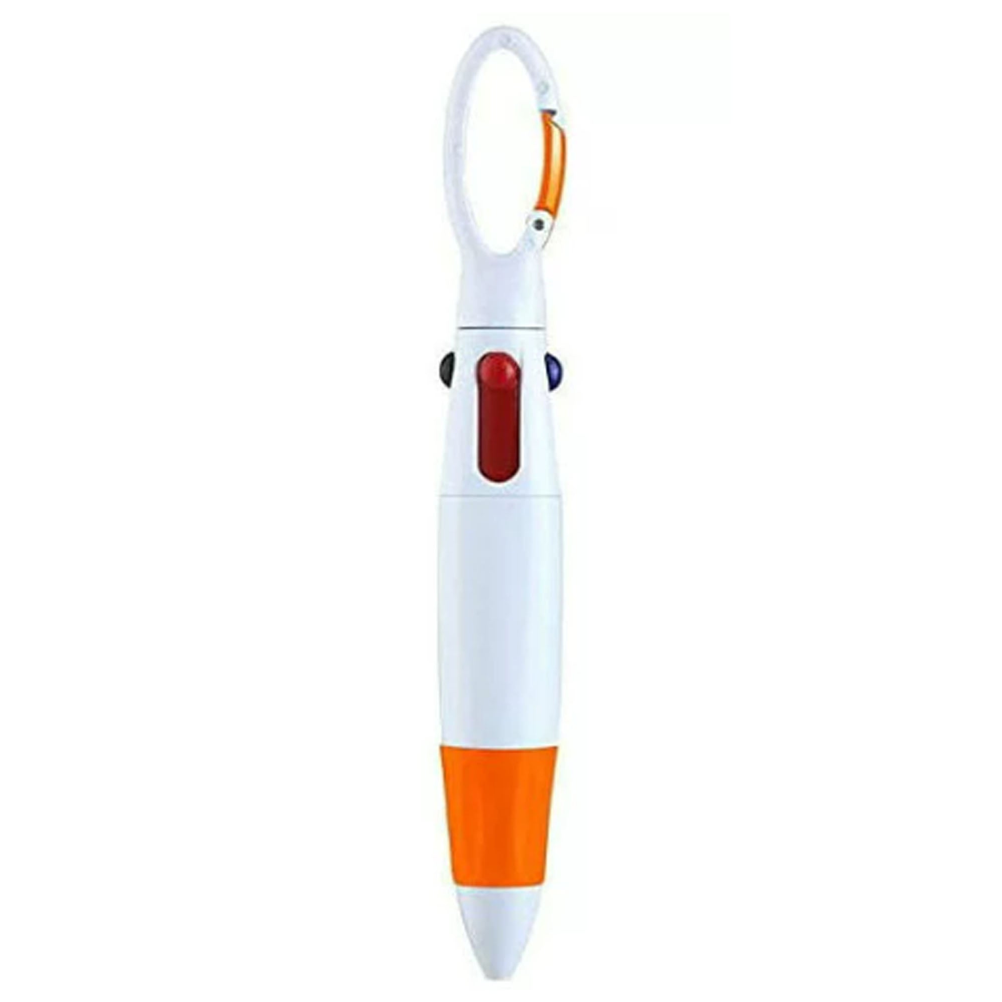 4 Color Retractable Ballpoint Pen with Carabiner Clip
