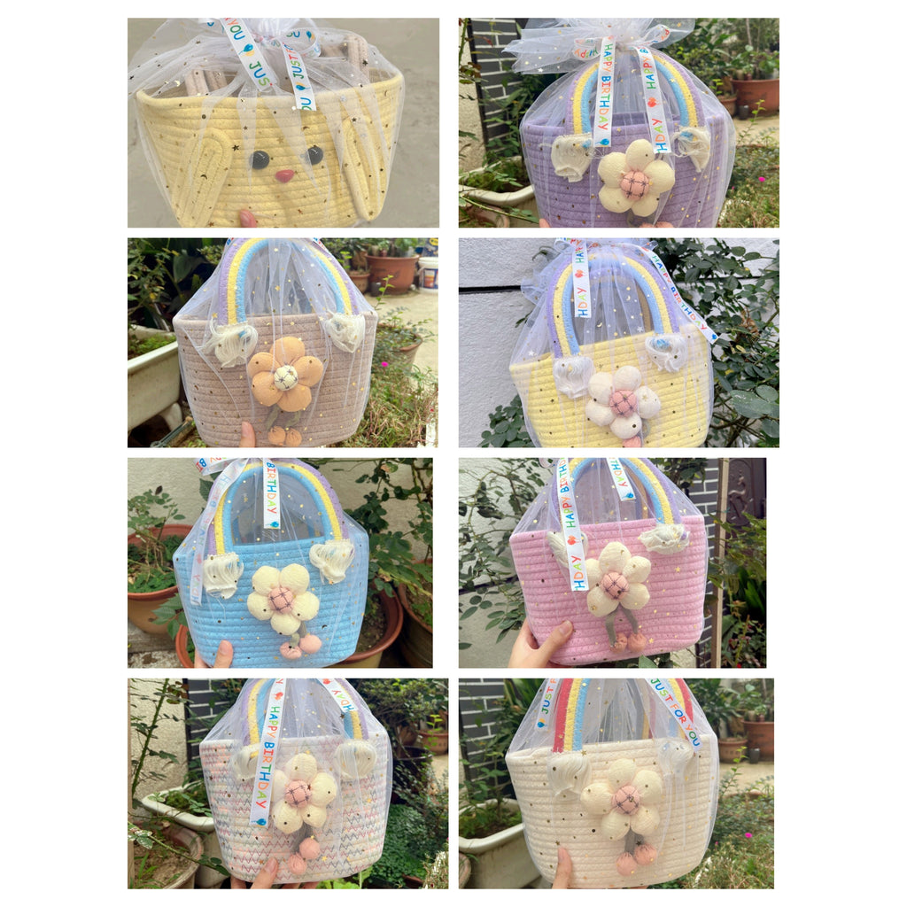 Rainbow Woven Baby Shower Keepsake Gift Basket