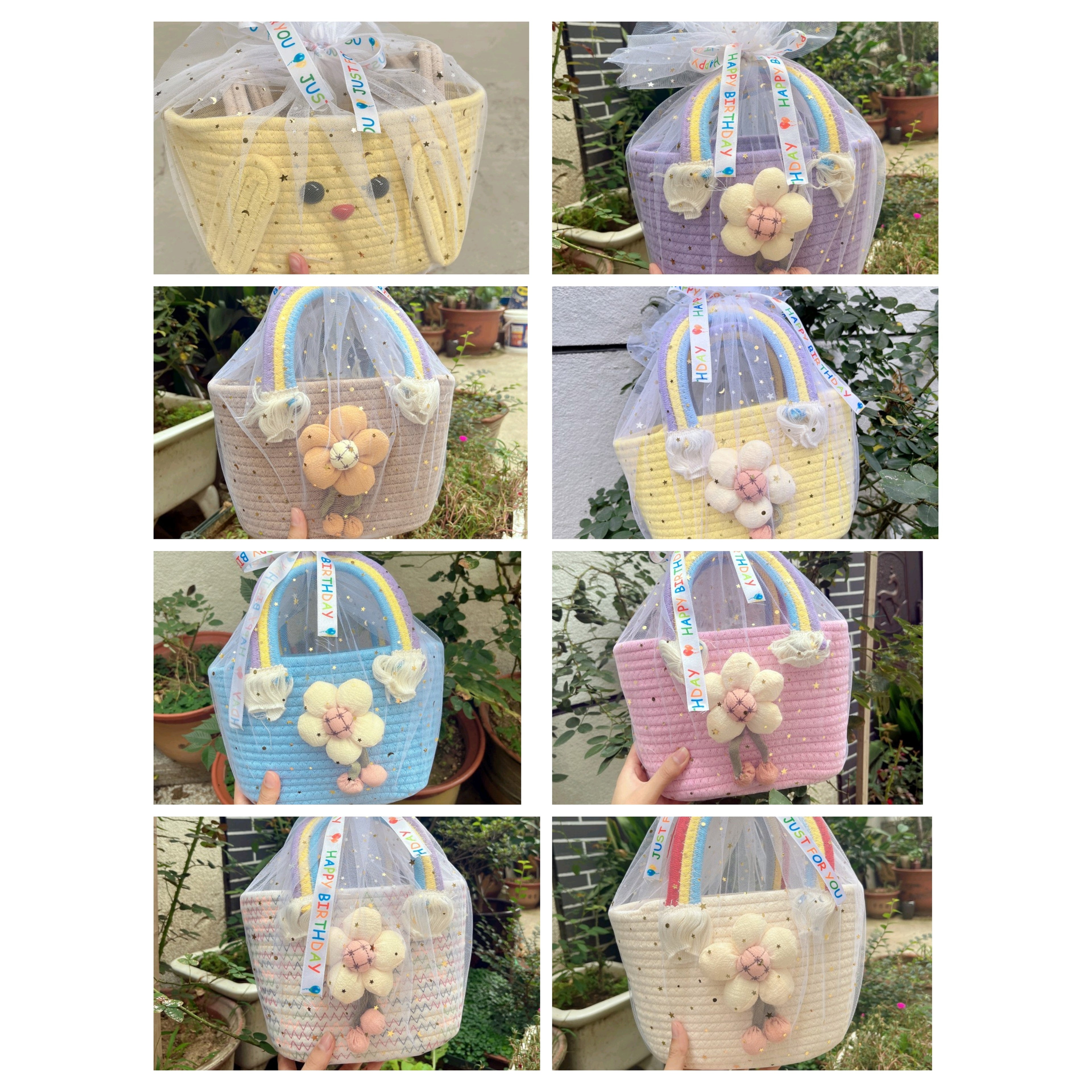 Rainbow Woven Baby Shower Keepsake Gift Basket