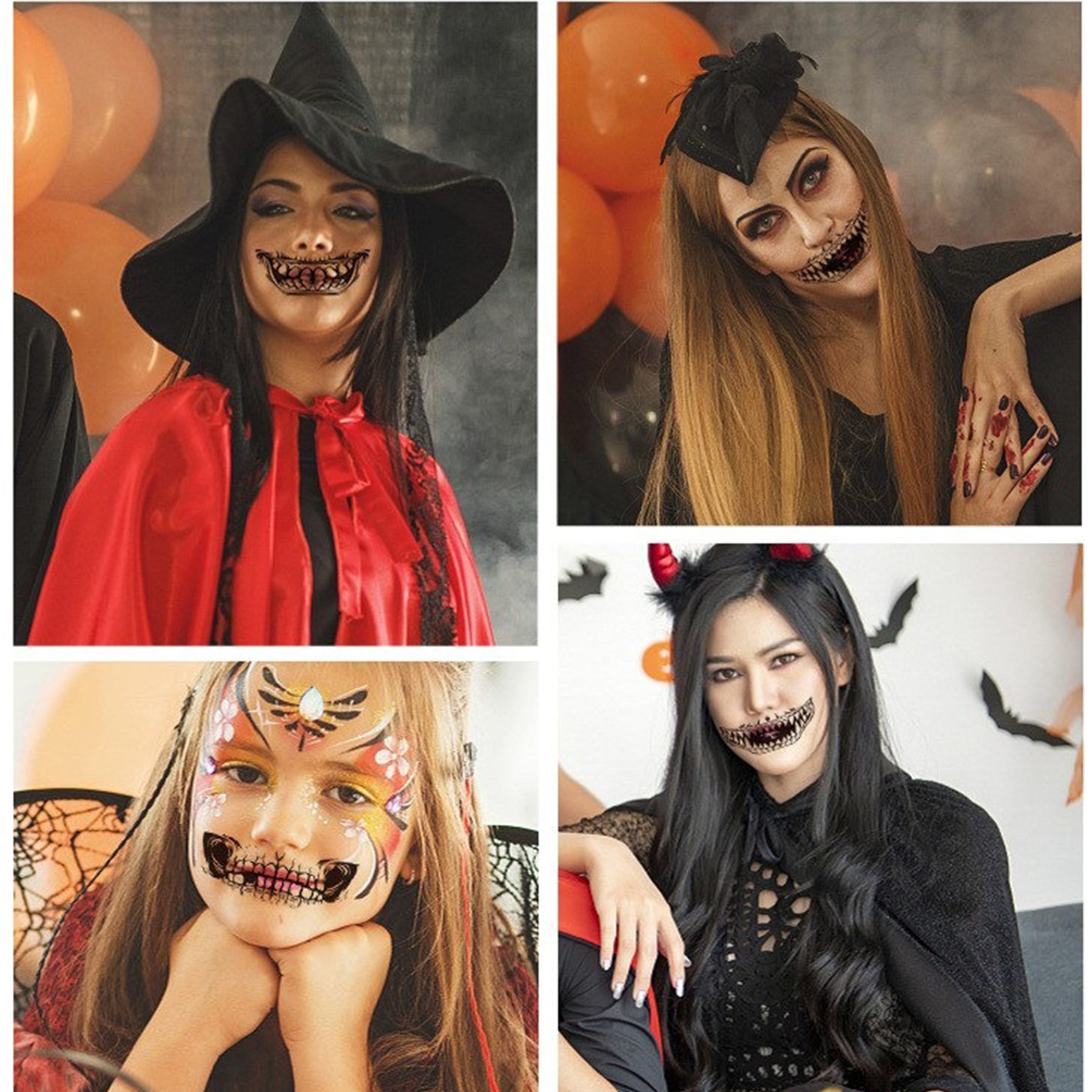 Customizable Halloween Horrible Mouth Temporary Tattoos Body Stickers