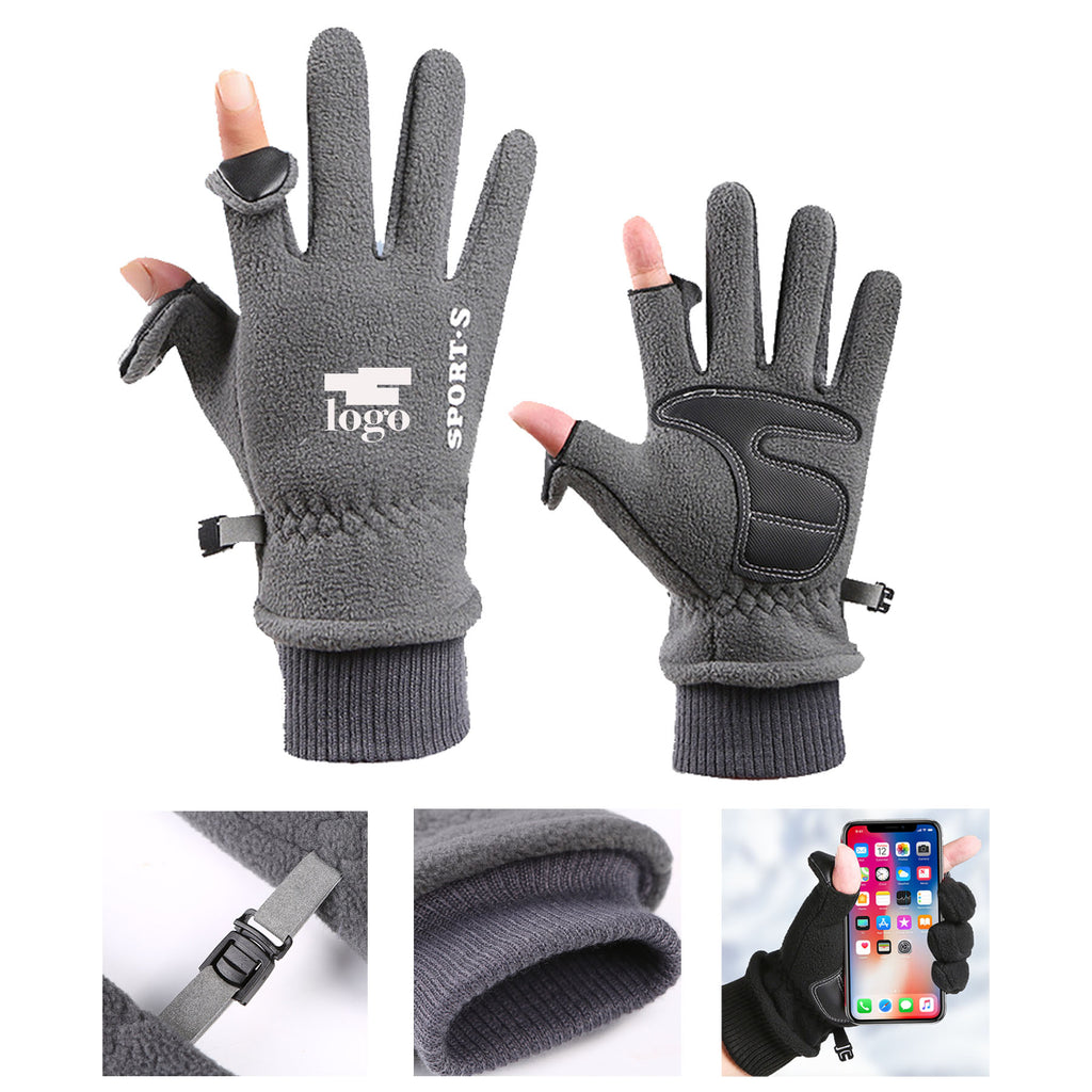 Polar Fleece Touch Screen Flip Sports Gloves