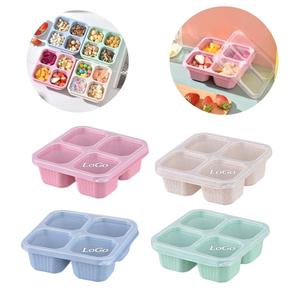 Transparent Four - Compartment Wheat Straw Food Container