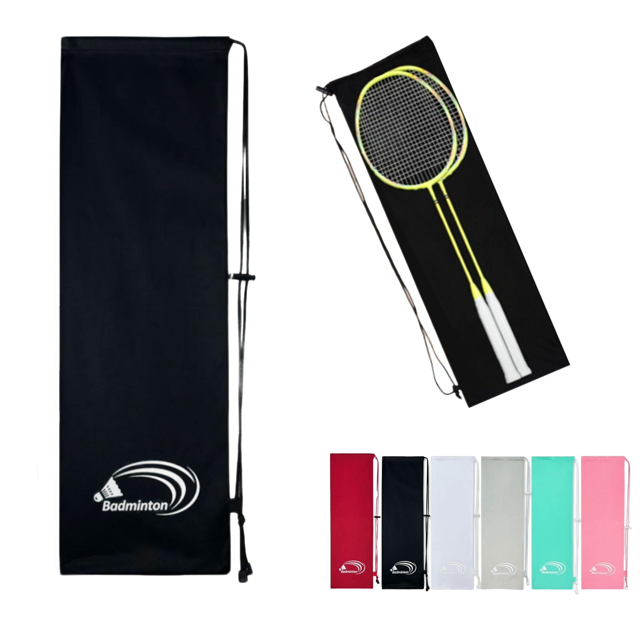 Fleece 2-Racket Bag Badminton Drawstring Printed Protective