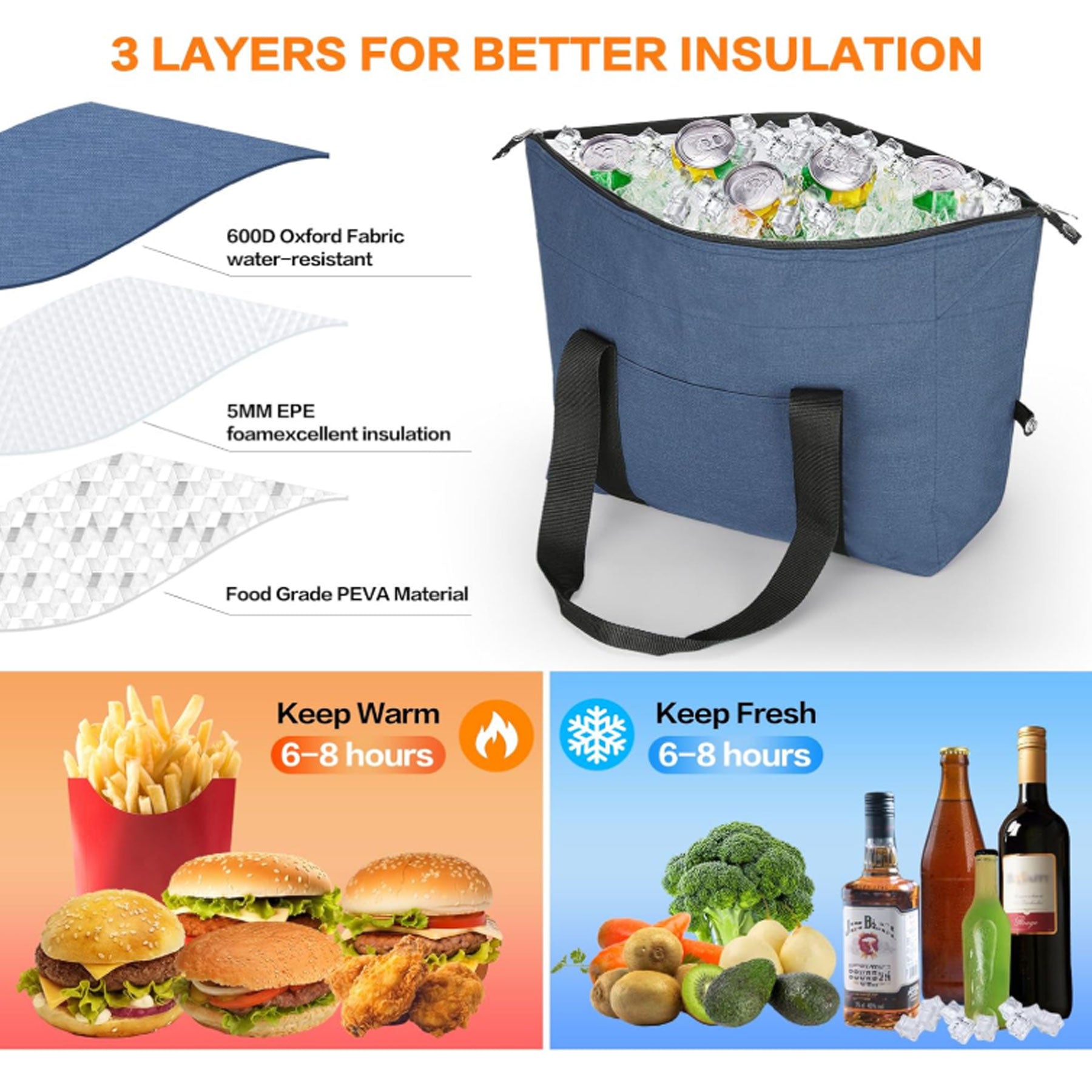 Sustainable Tote Cooler Bag With Zipper