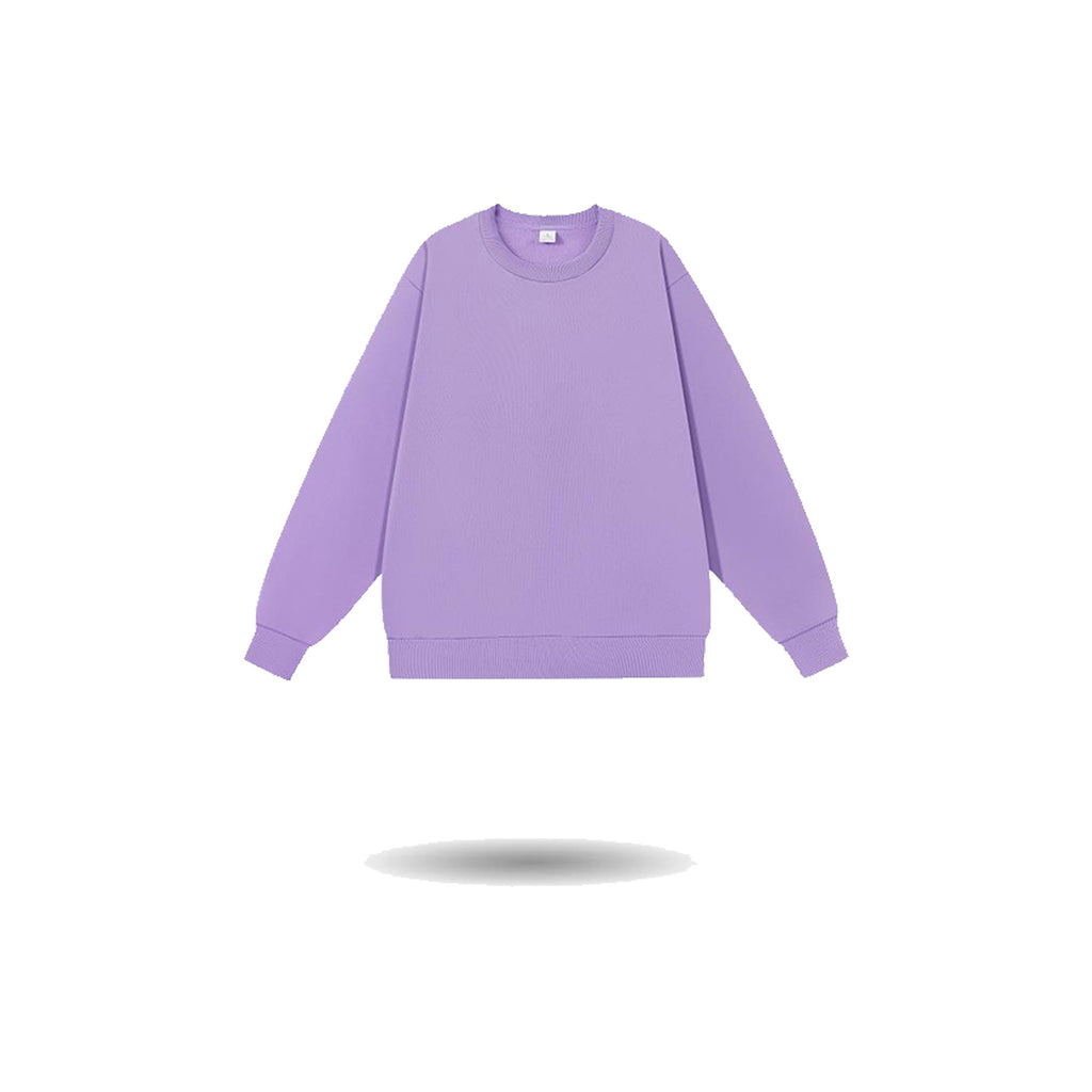 Cotton Blend Crewneck Sweatshirts W/ Fleece Lining