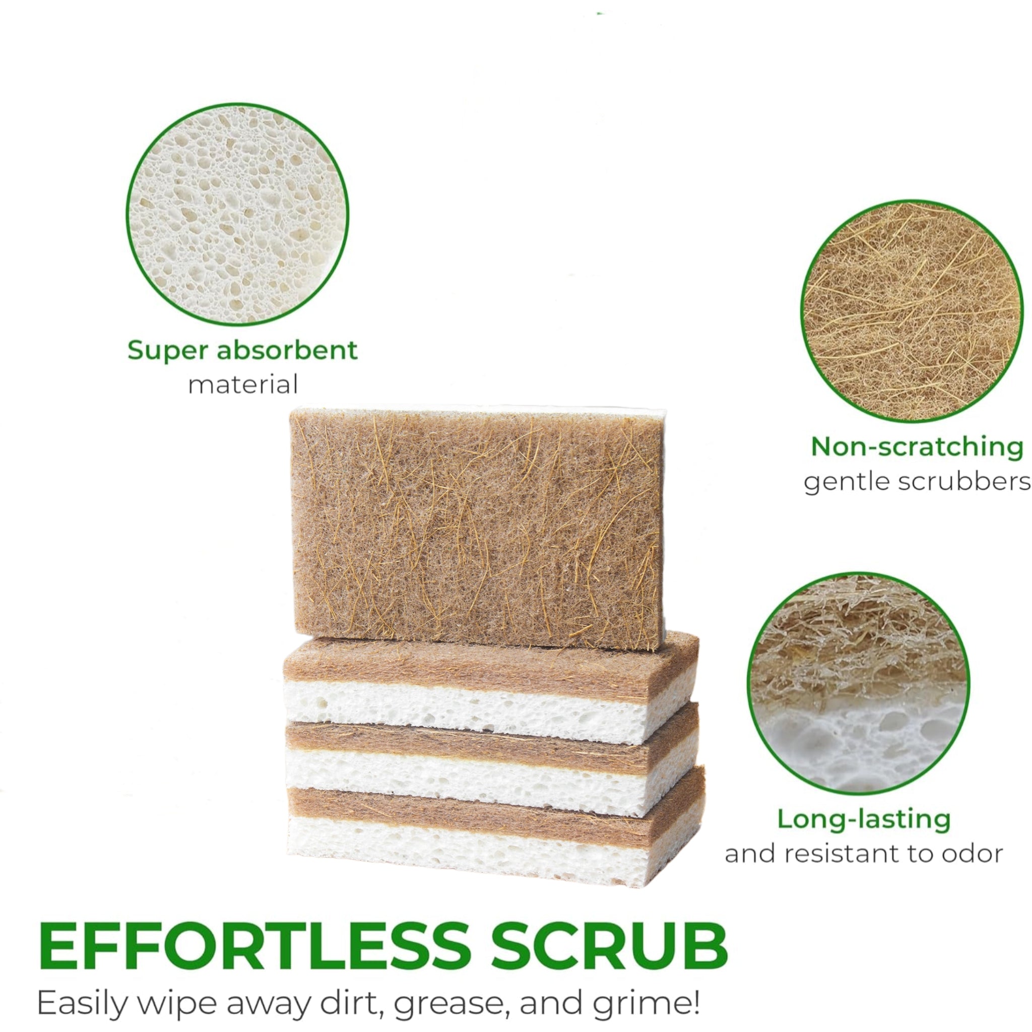 Natural Kitchen Sponge Set (3 Pieces Per Box)