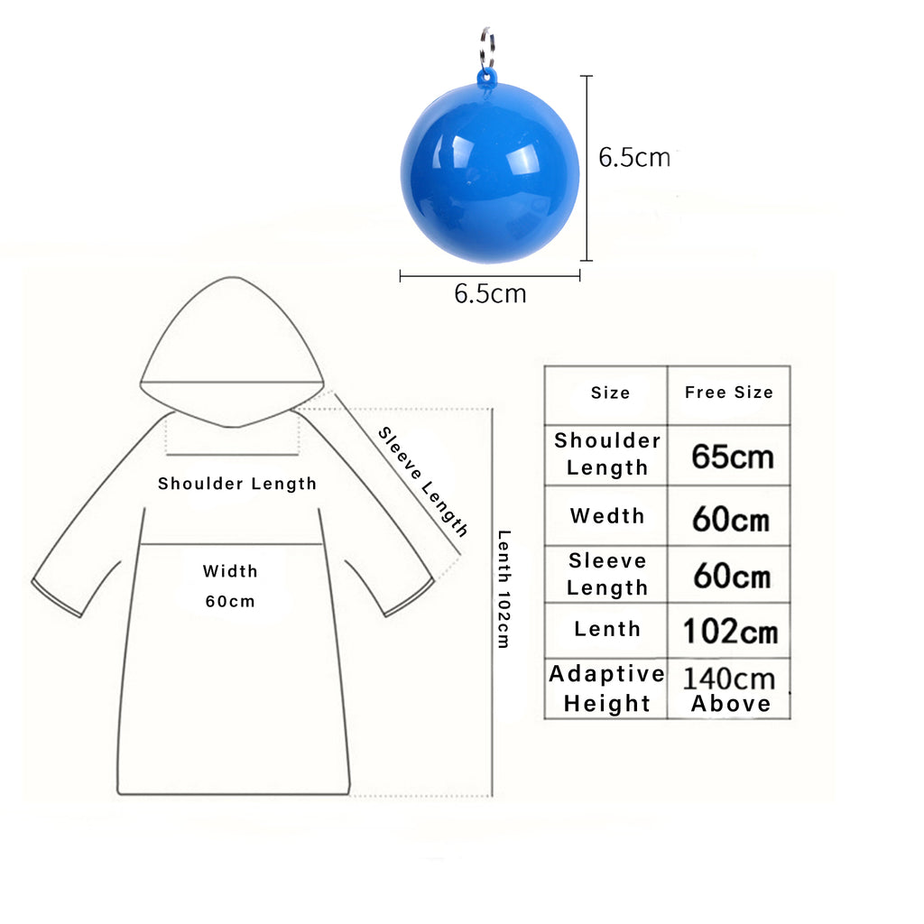 Portable Ball Packing Disposable Poncho Raincoat With Keychain