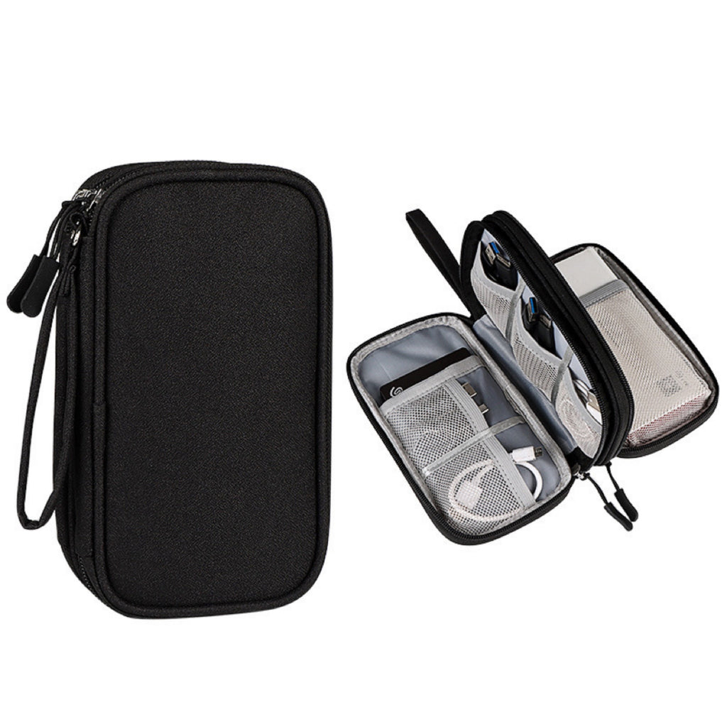 Double-Layer Data Cable Storage Bag
