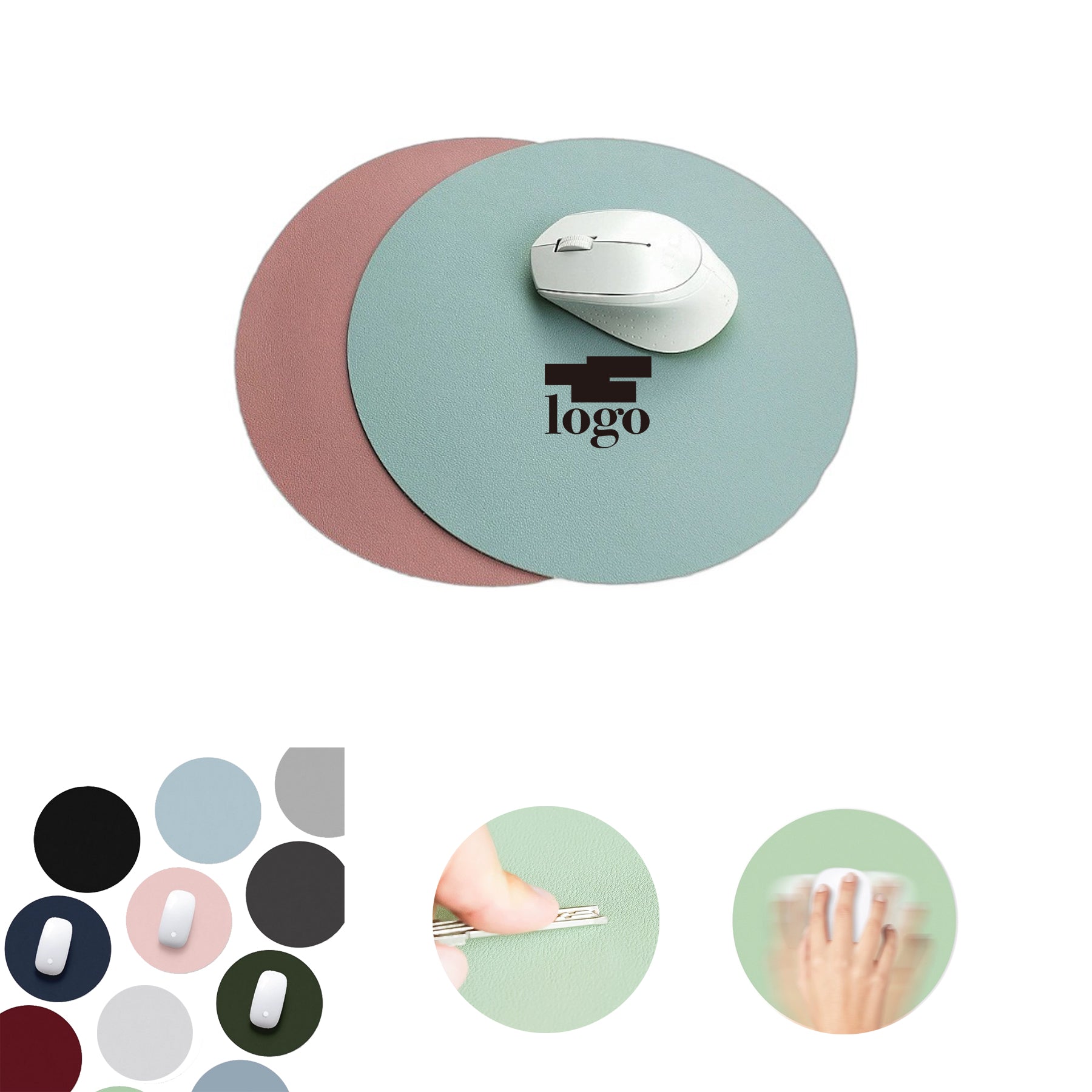Round Solid Leather Office Mouse Pad