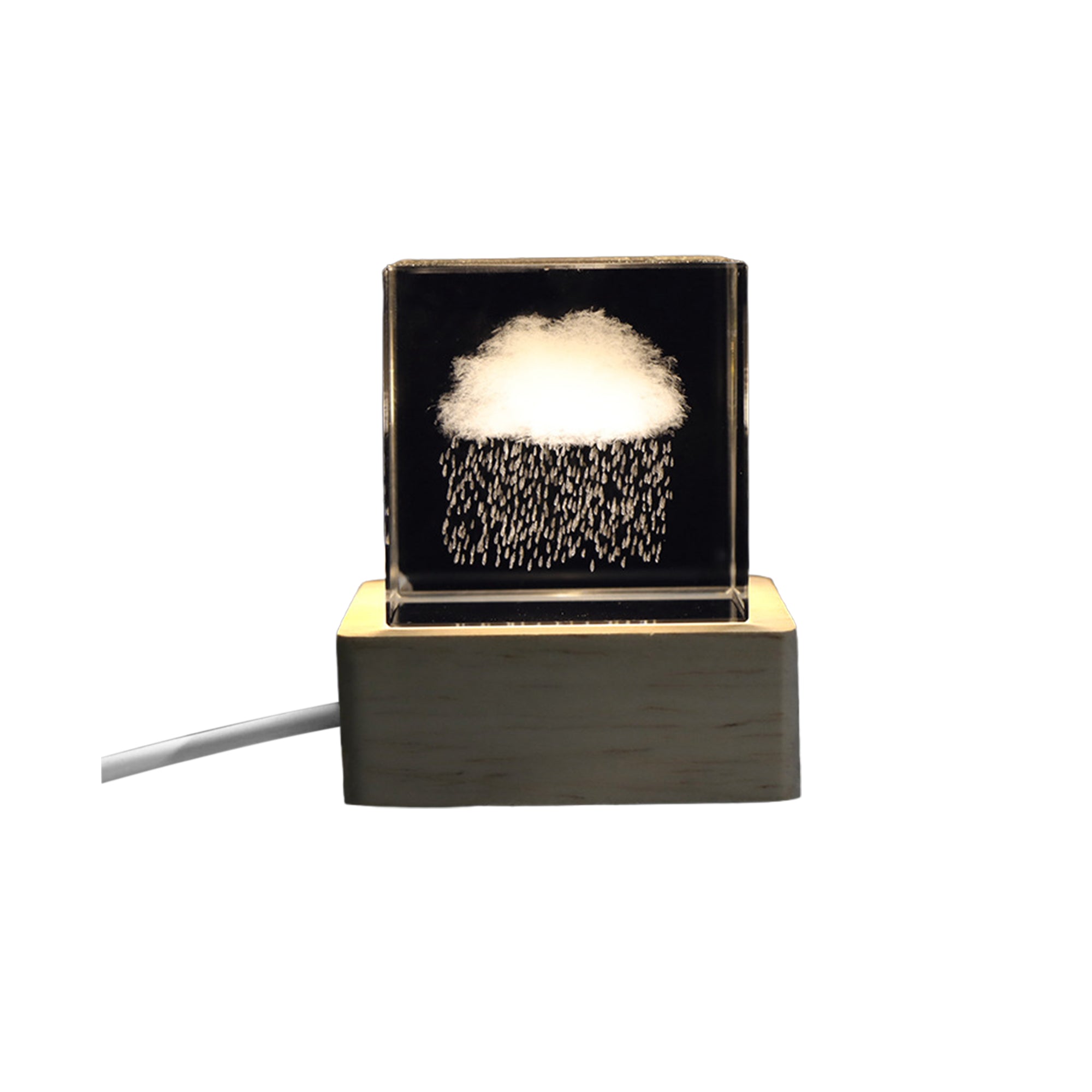 3D Crystal Night Light With Woodern Base Gifts For Kids