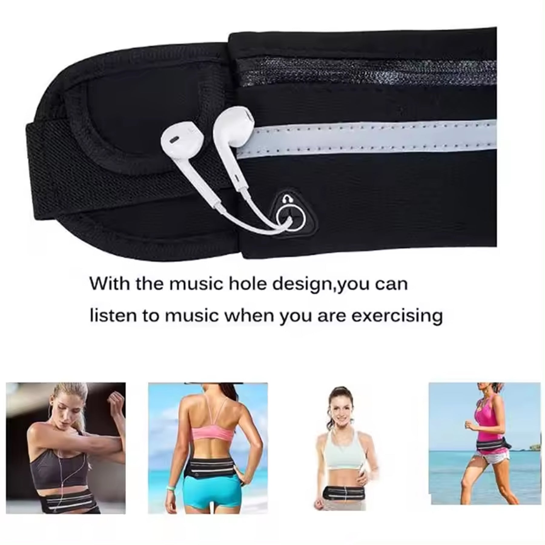 Unisex Sports Reflective Fanny Pack Running Belt Waist Bag