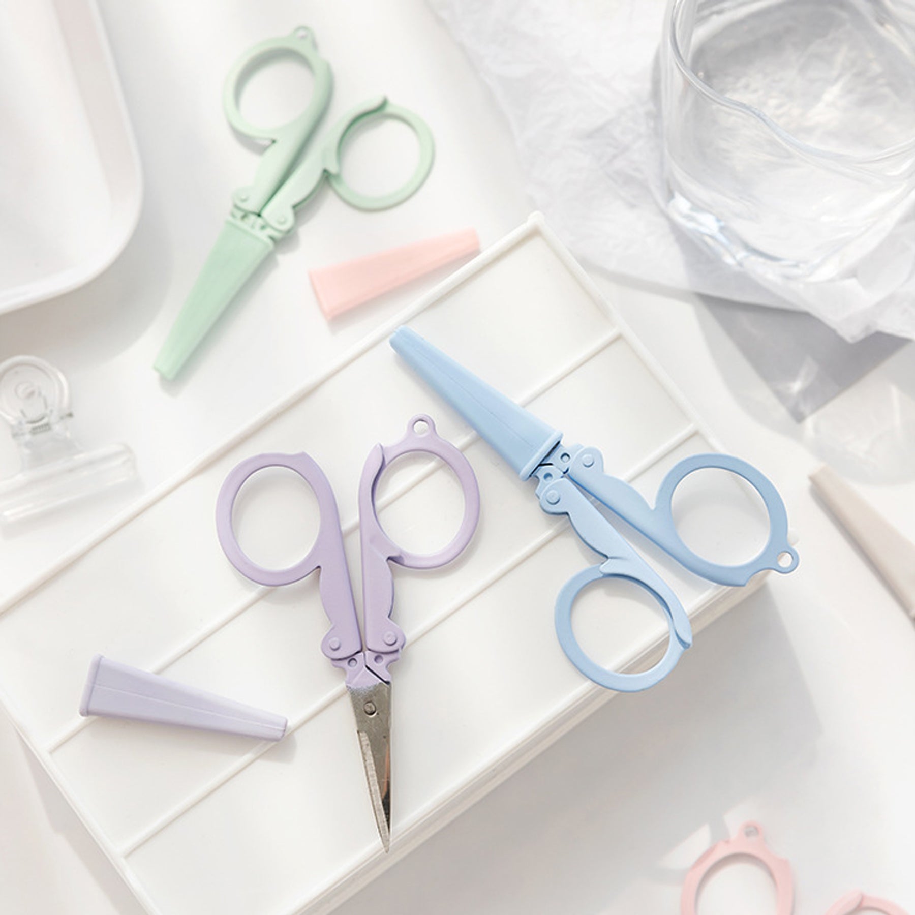 Mini Folding Stainless Steel Scissors With Keyring Hole