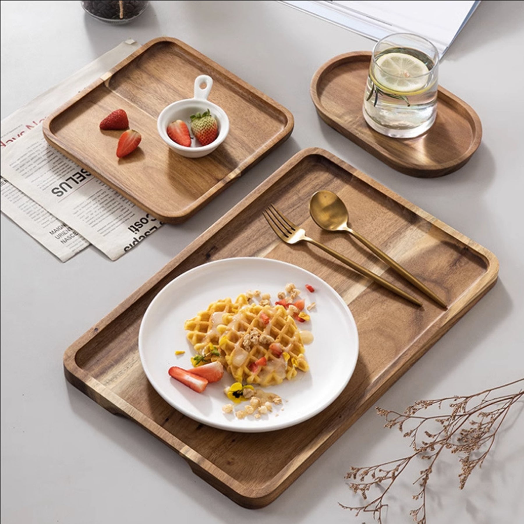 Square Wooden Fruit Tray